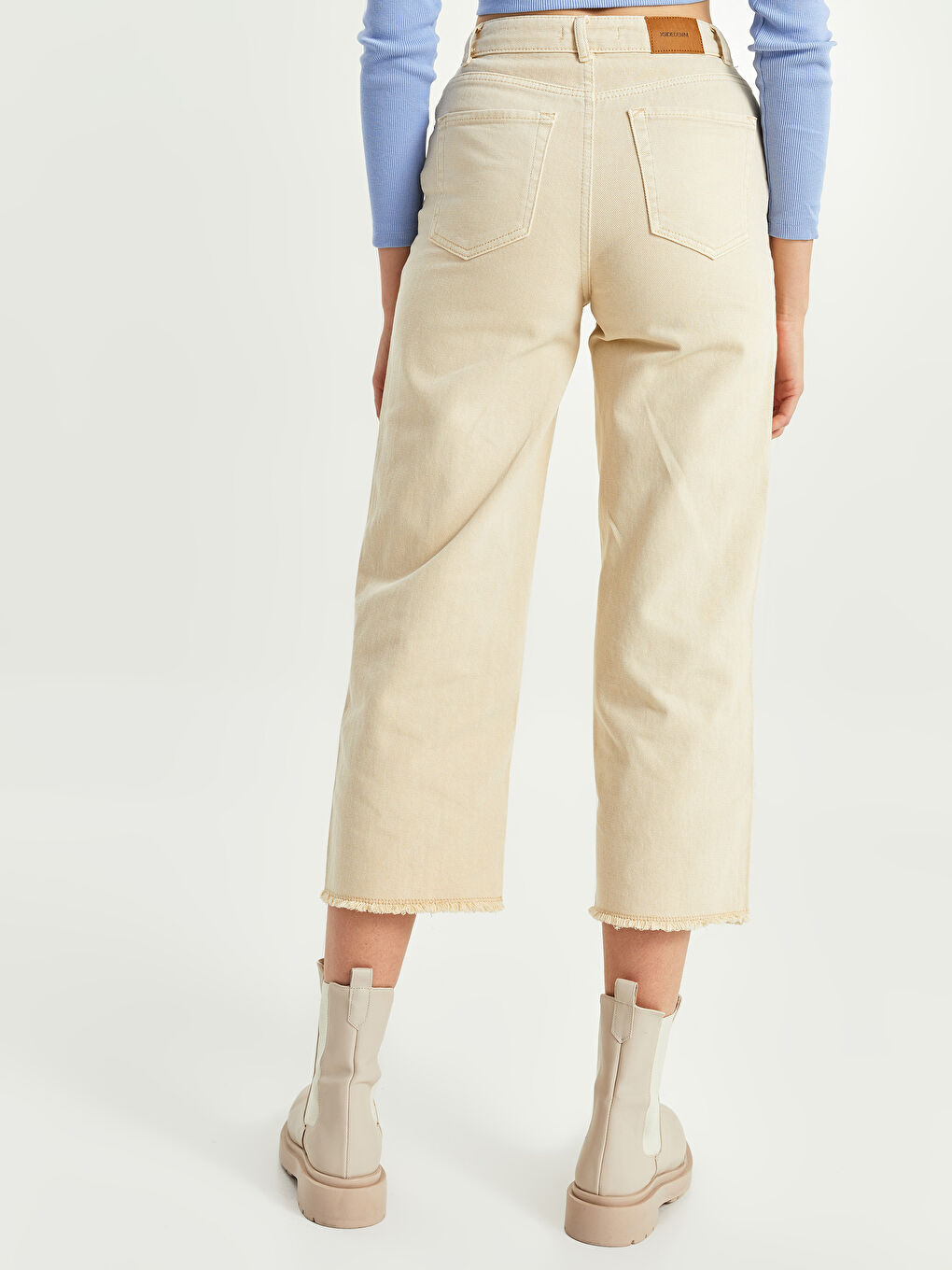 Blugi de Damă Confortabili Croi Drept cu Buzunare Detaliate-4