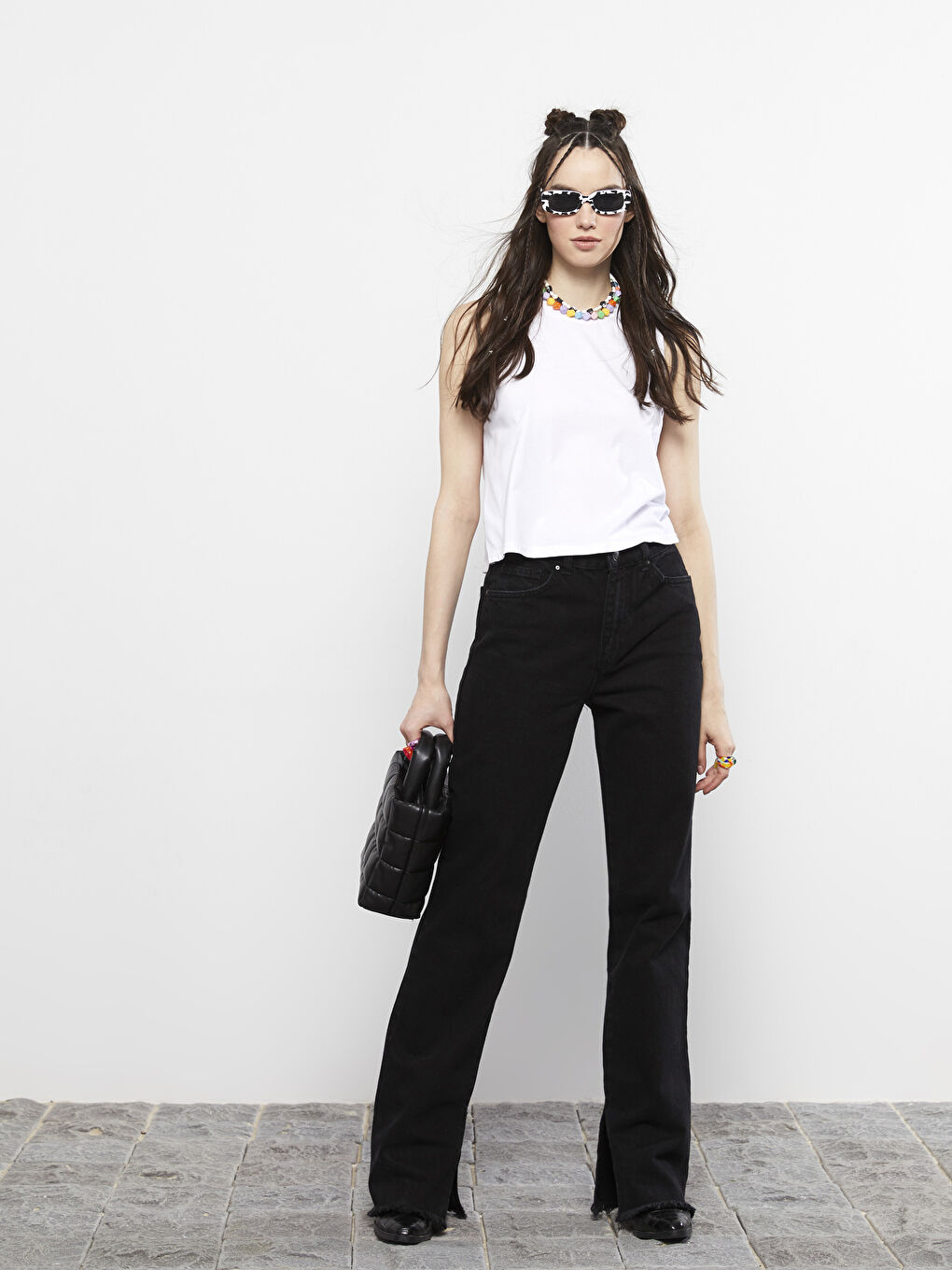 Siyah Straight Kadın Jean Pantolon