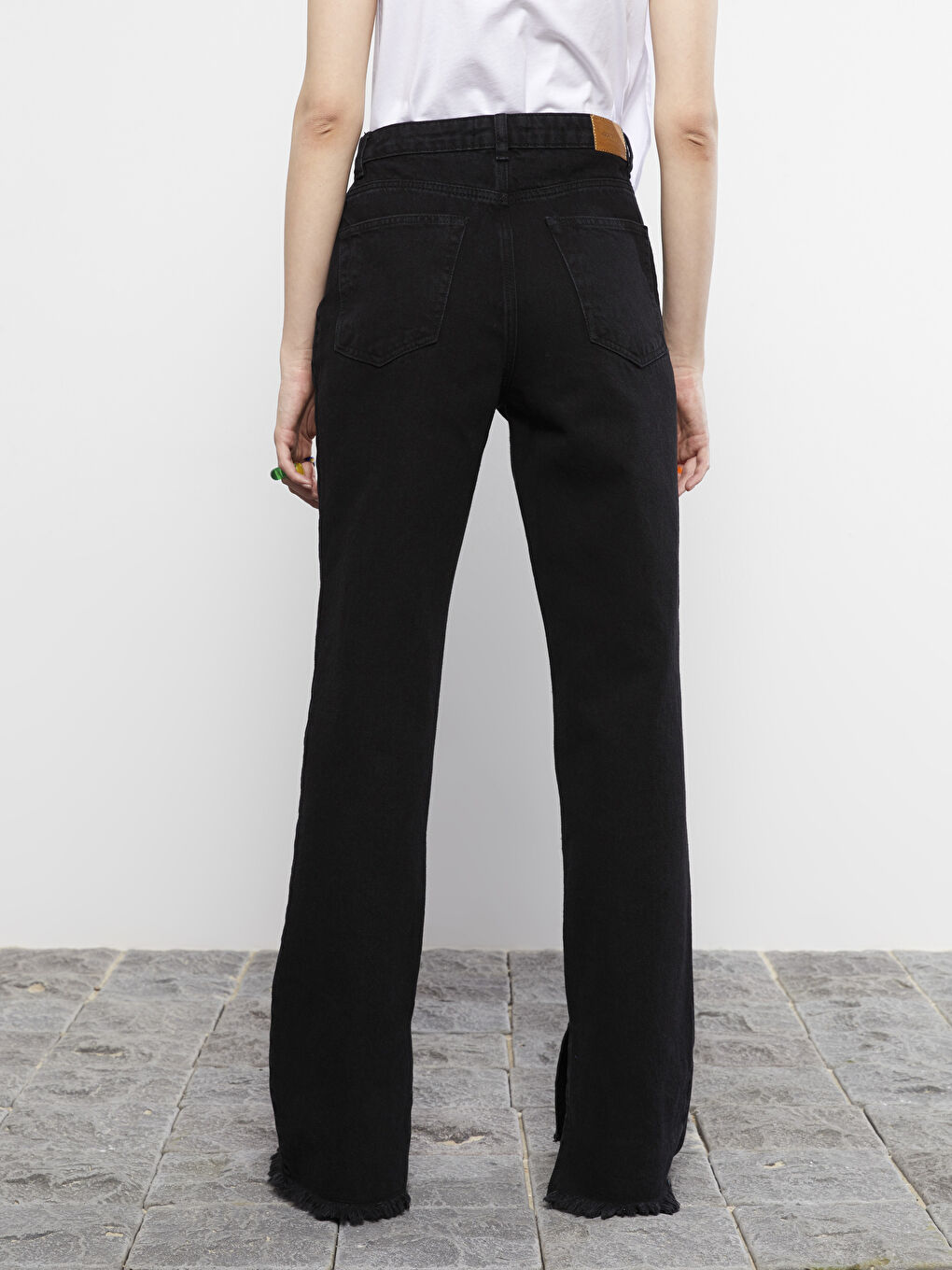 Siyah Straight Kadın Jean Pantolon-4