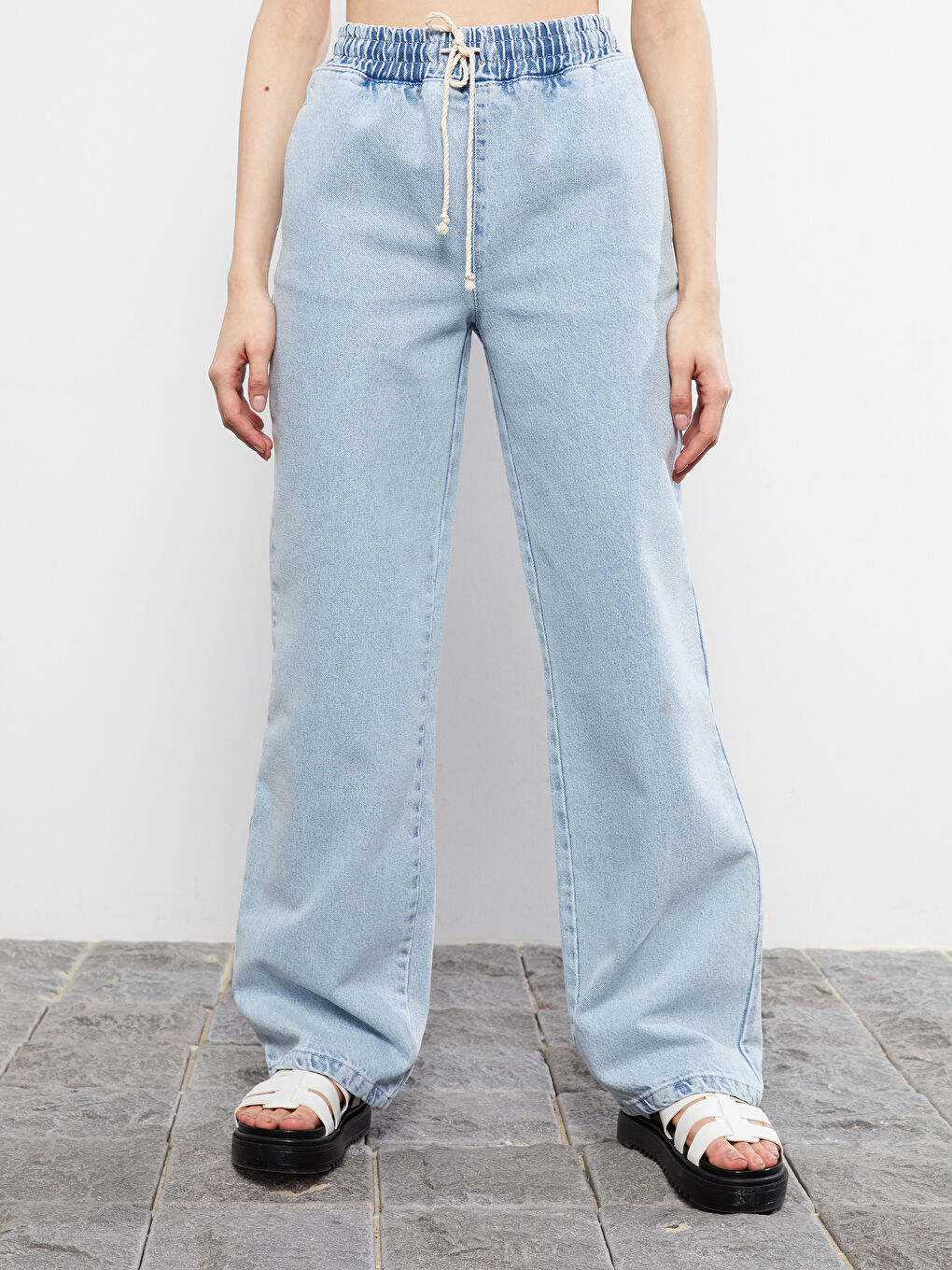 Wideleg Patterned Pocket Detailed Jeans for Women-3