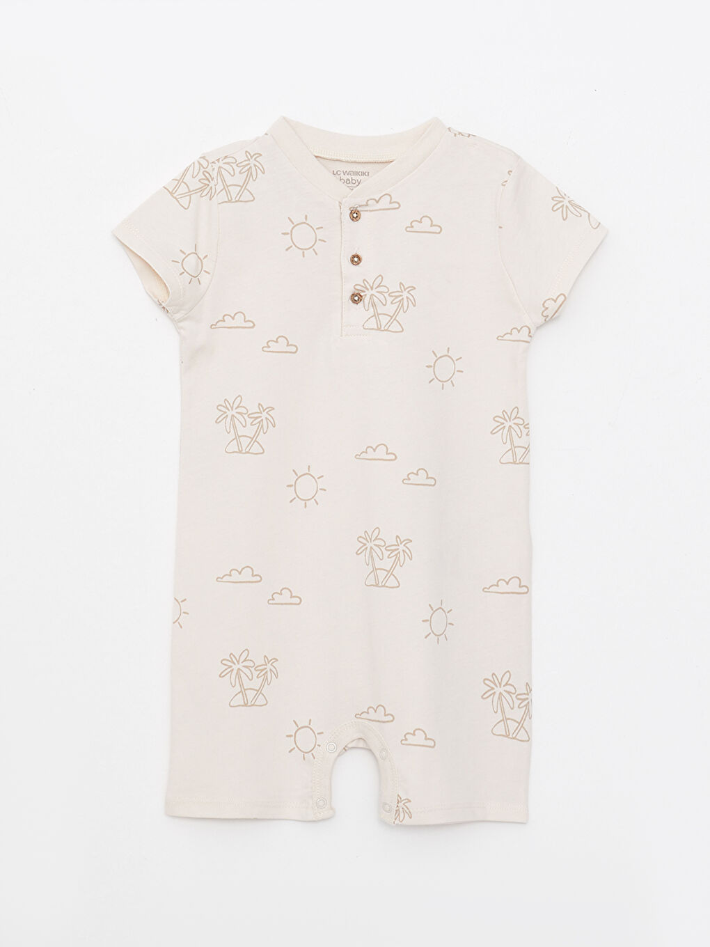 Crew Neck Short Sleeve Printed Cotton Baby Boys' Jumpsuit 2 Pack-1