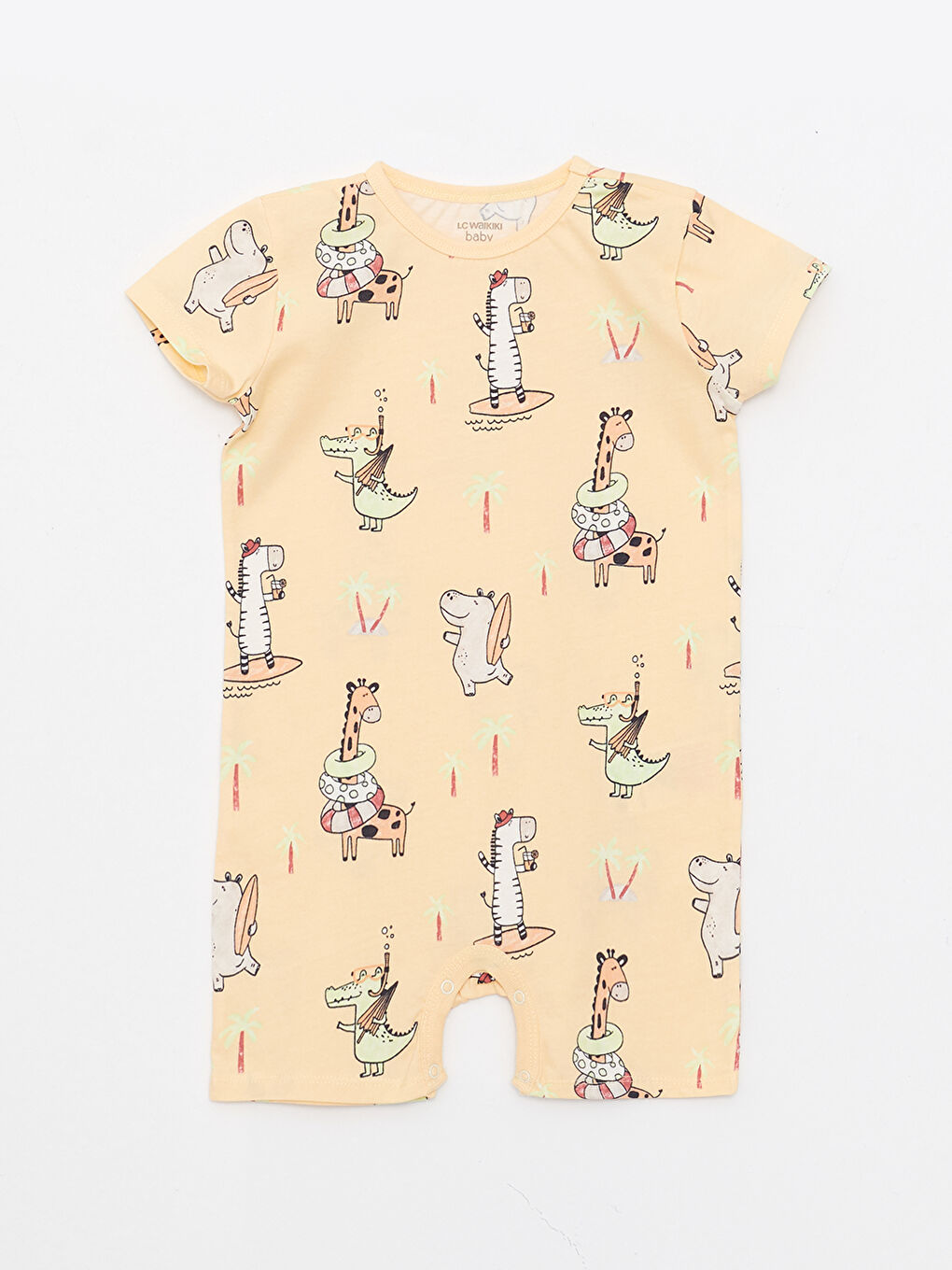 Crew Neck Short Sleeve Printed Cotton Baby Boys' Jumpsuit 2 Pack-2