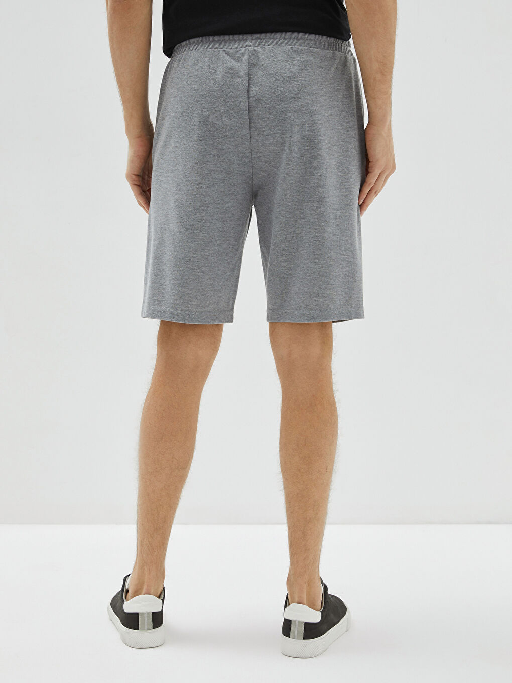 Gri Standart Kalıp Örme Erkek Şort-4