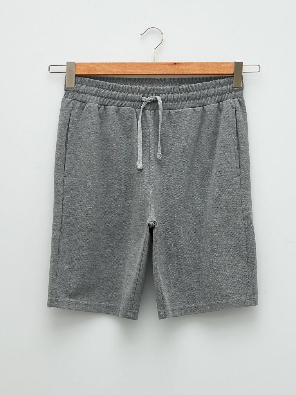 Gri Standart Kalıp Örme Erkek Şort-5