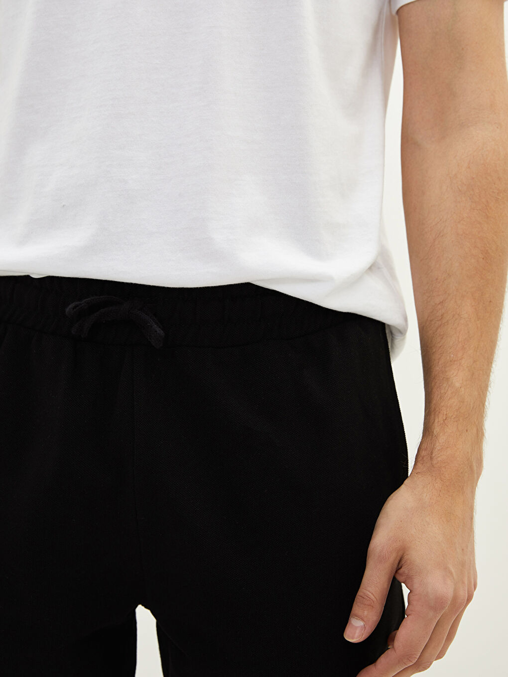 Siyah Standart Kalıp Örme Erkek Şort-2