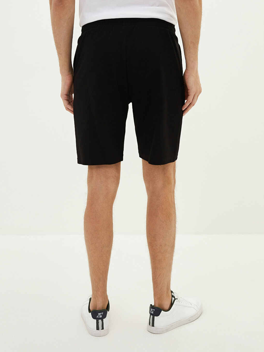 Siyah Standart Kalıp Örme Erkek Şort-4