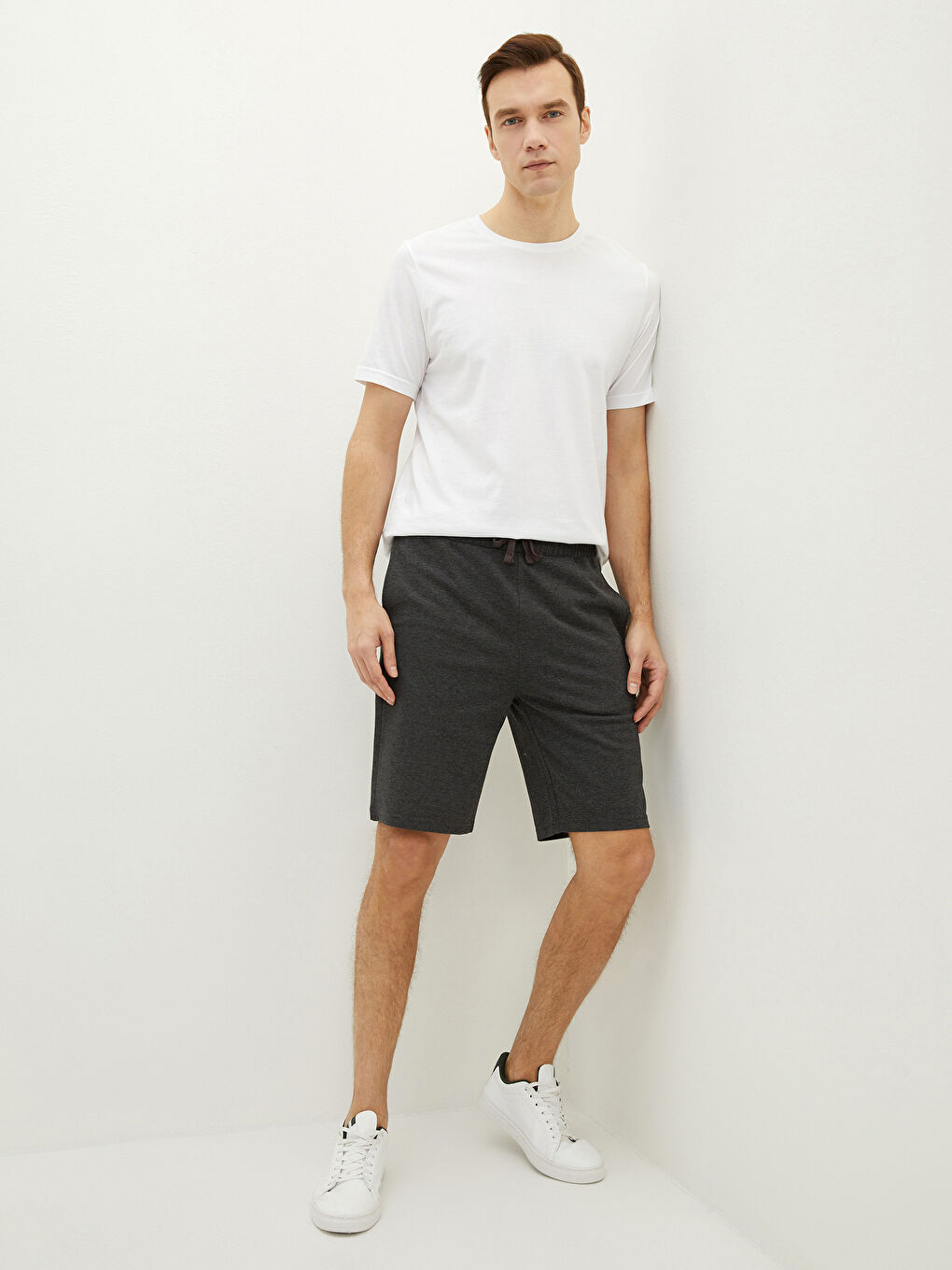 Antrasit Standart Kalıp Örme Erkek Şort