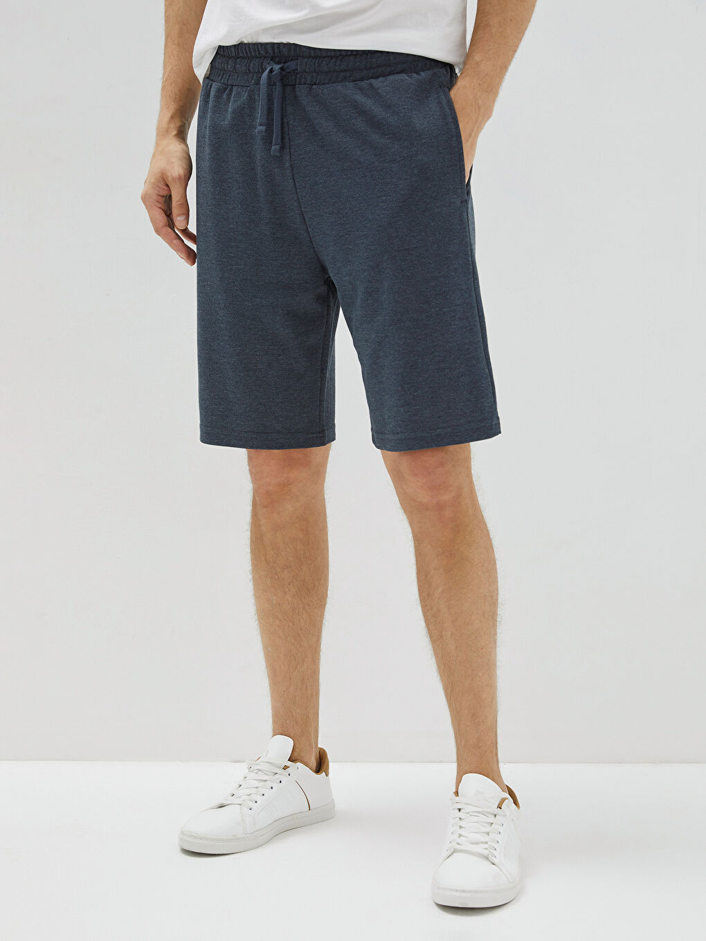 Lacivert Standart Kalıp Örme Erkek Şort-3