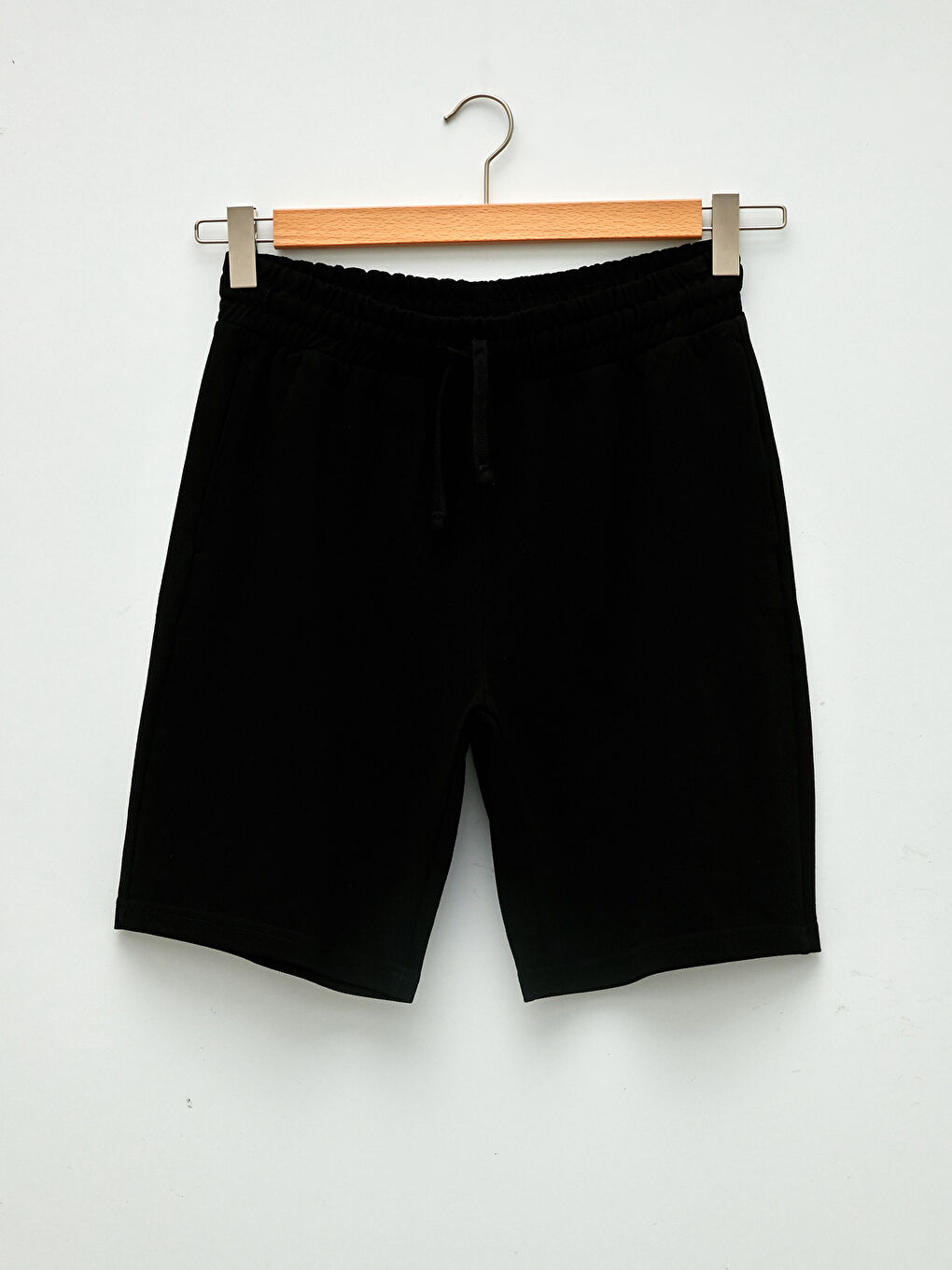 Siyah Standart Kalıp Örme Erkek Şort-5