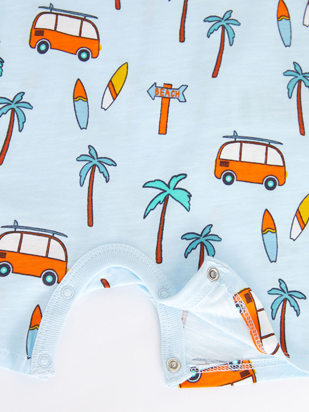 Turkuaz Bisiklet Yaka Kısa Kollu Baskılı Erkek Bebek Tulum-2