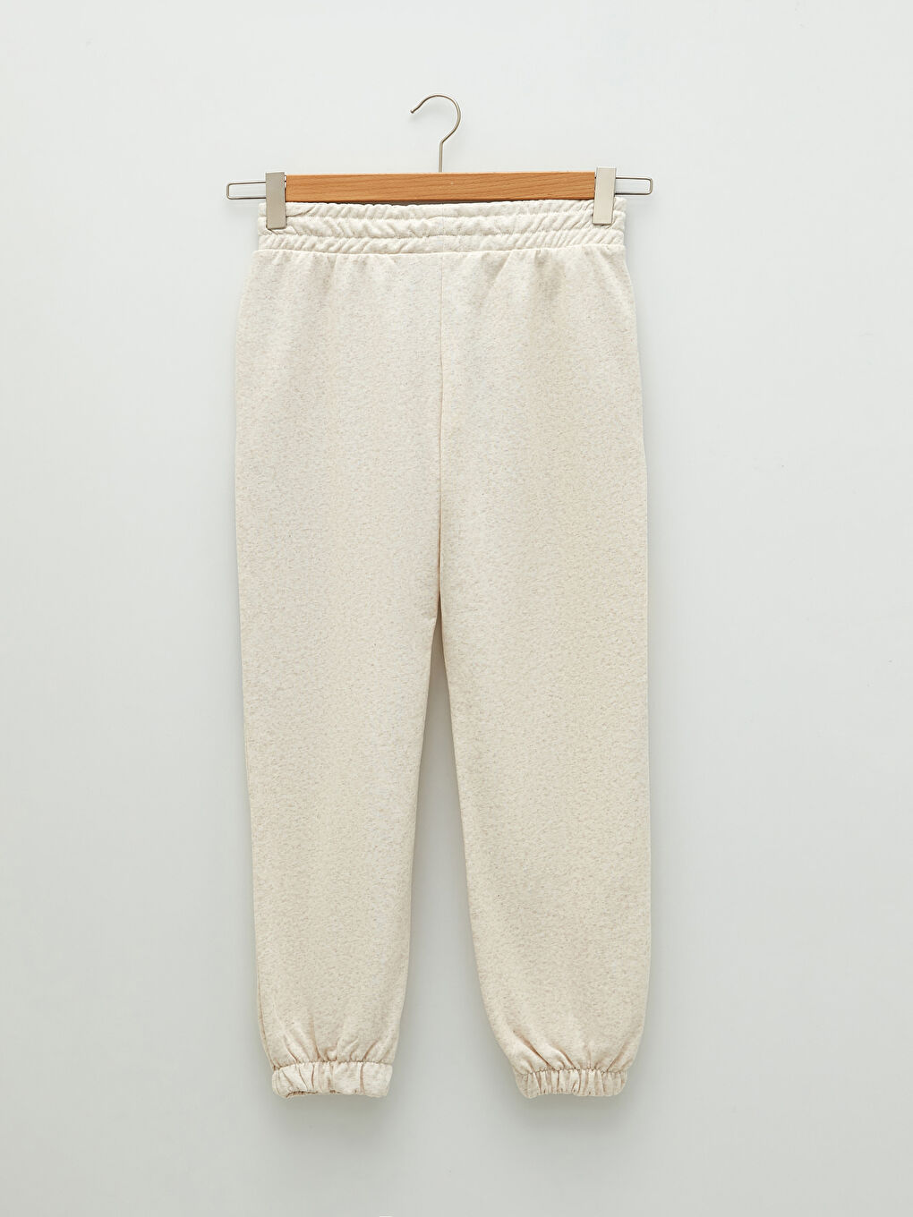 Ekru Beli Lastikli Baskılı Kadın Kalın Jogger Eşofman Altı-7