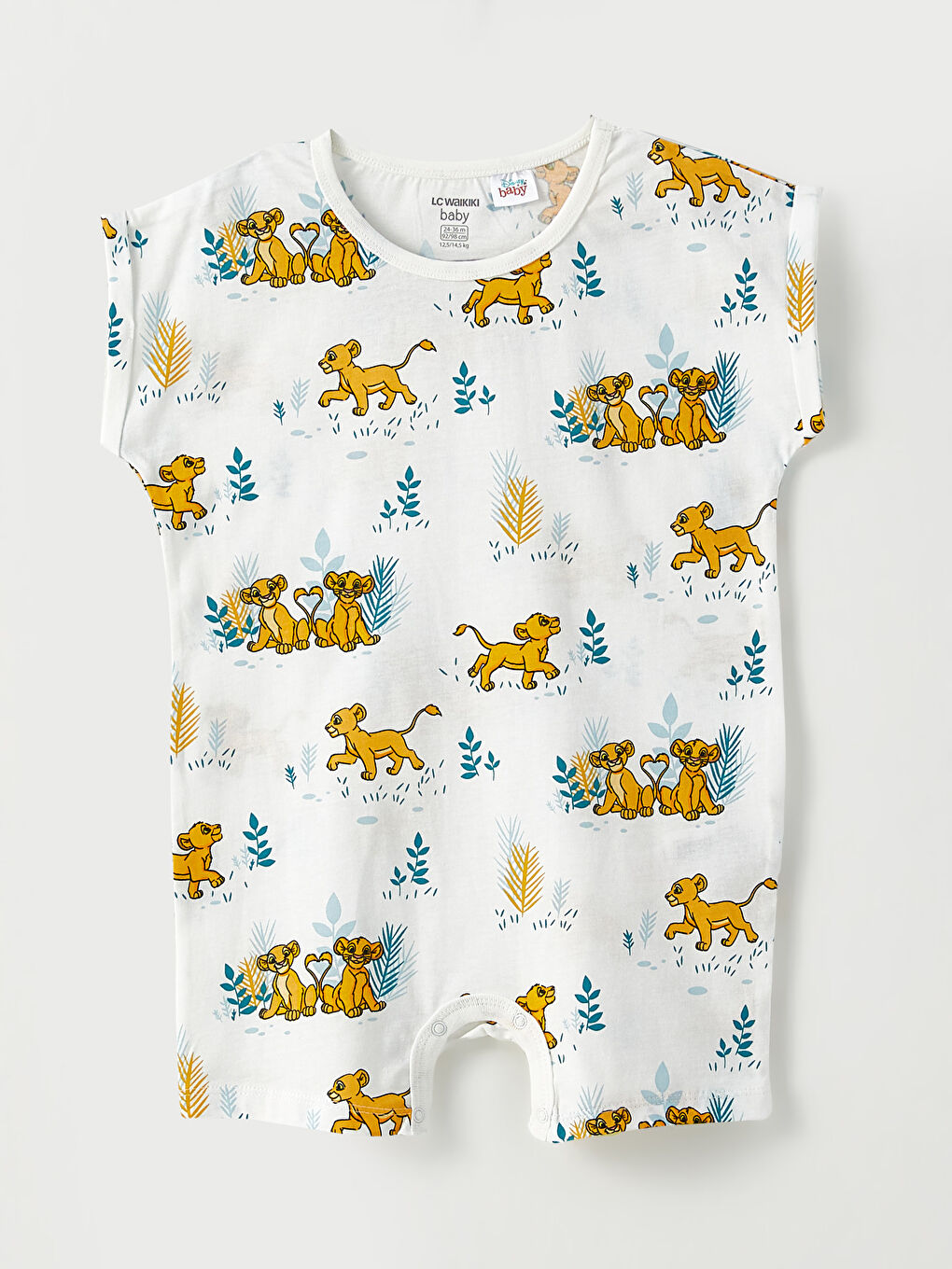Crew Neck Short Sleeve Lion King Printed Cotton Baby Boy Rompers 2 Pack-2