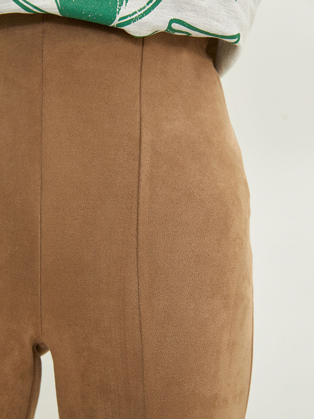 Leggings en Suède Droits à Taille Élastique pour Femmes-4