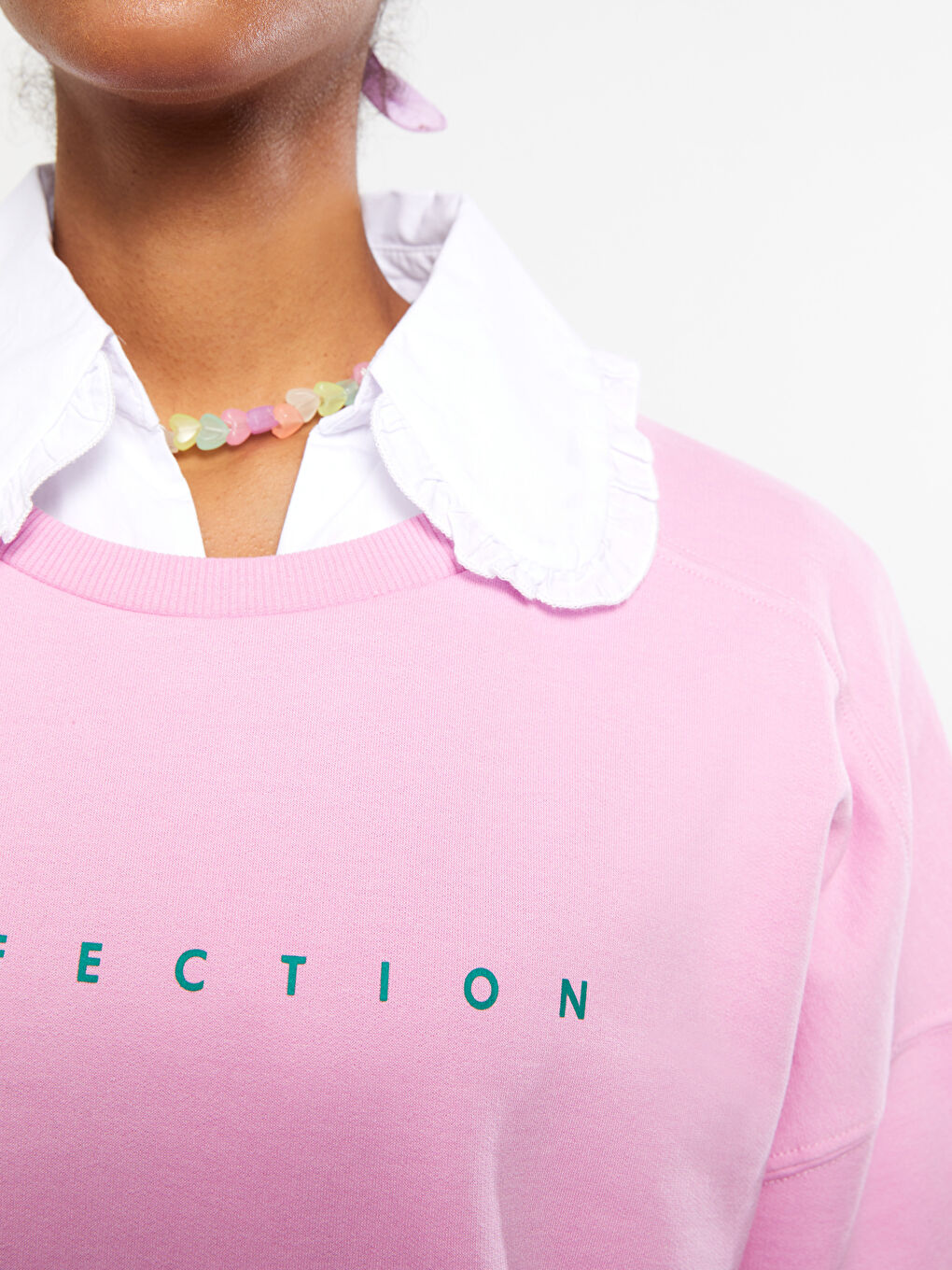 LCW Vision Crew Neck Text Printed Long Sleeve Women's Sweatshirt -S2DT25Z8-FHJ