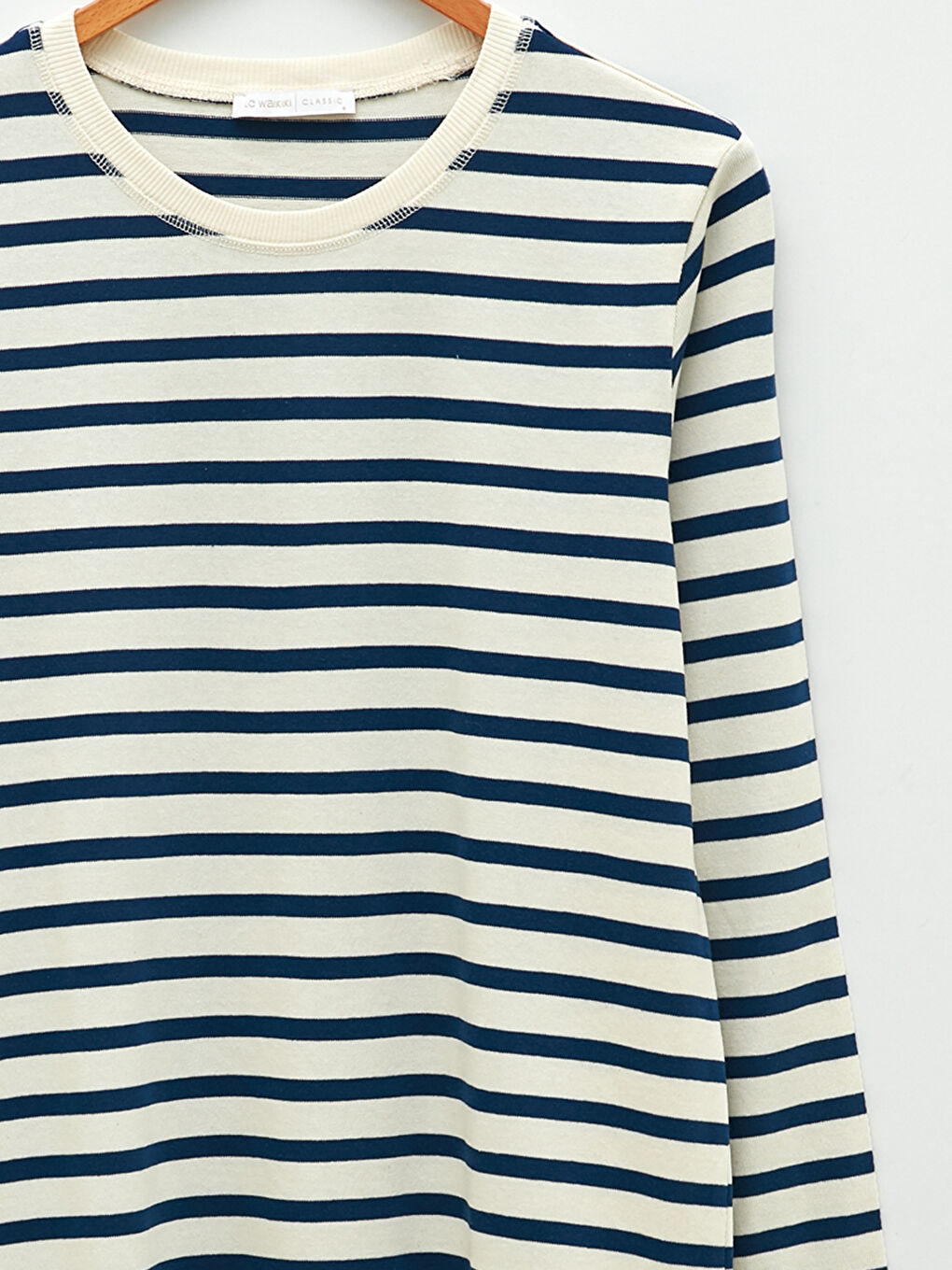 Mavi Bisiklet Yaka Çizgili Uzun Kollu Pamuklu Kadın Tunik-7