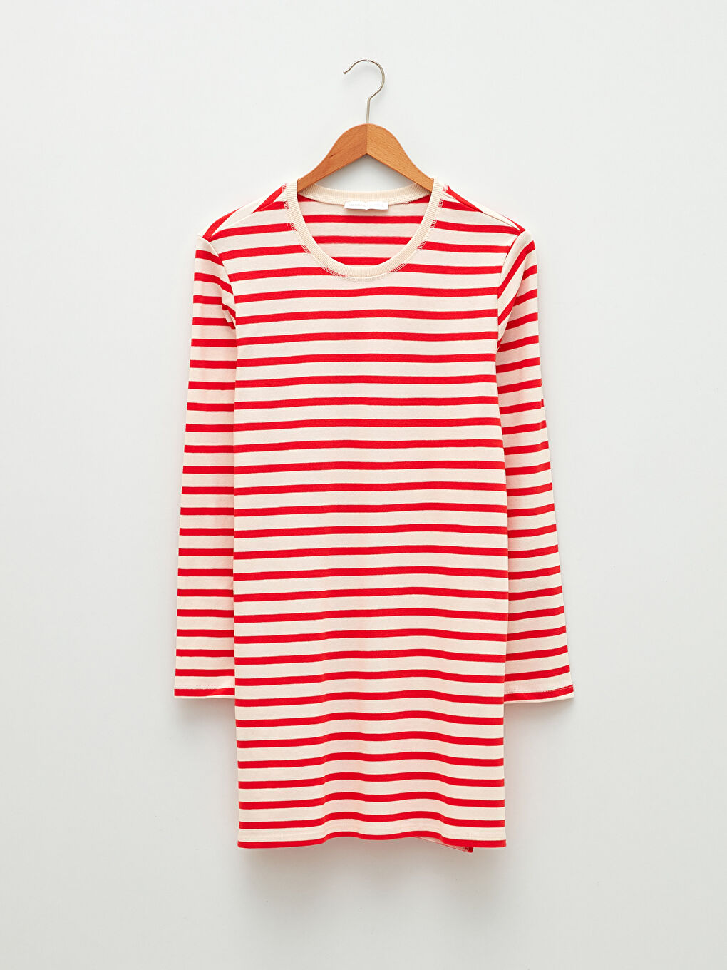 Crew Neck Striped Long Sleeve Cotton Women's Tunic-5