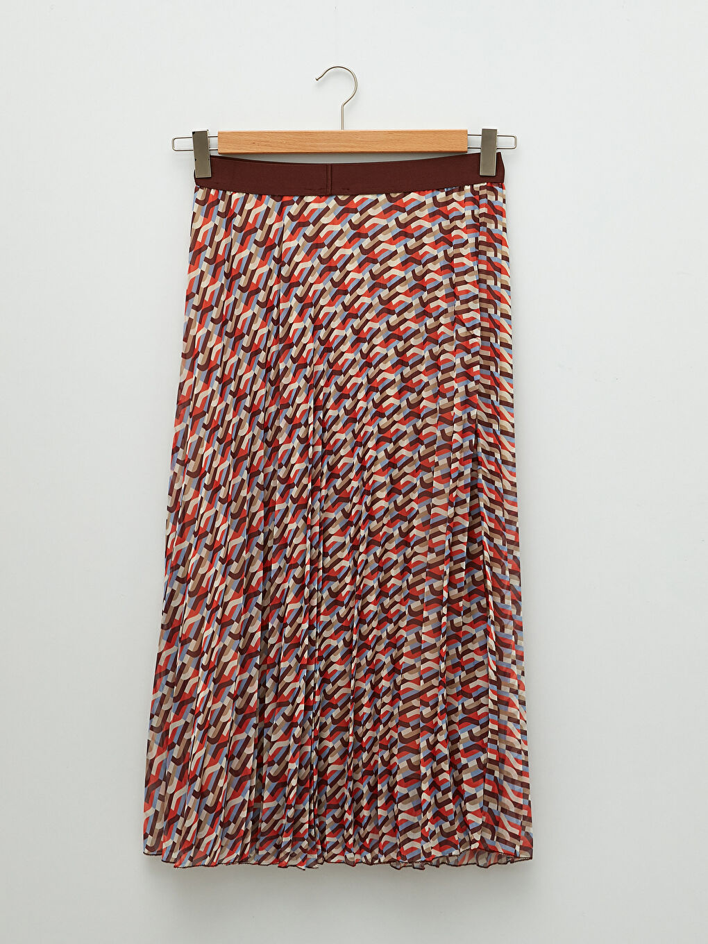 Karışık Beli Lastikli Desenli Şifon Kadın Pileli Etek-7