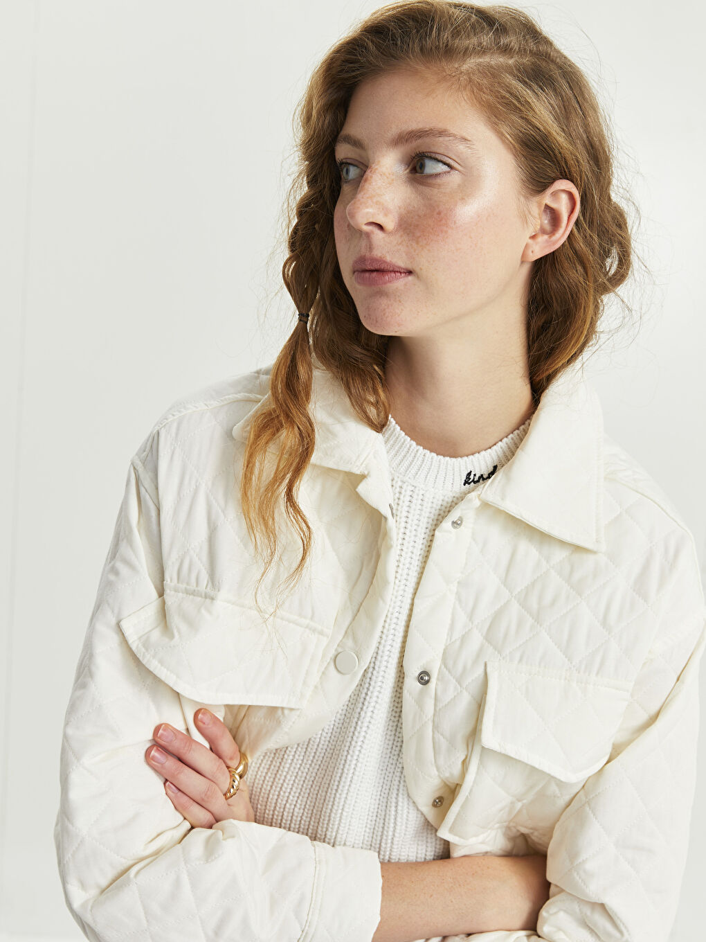 Palton Femei cu Guler de Cămașă, Model Matlasat, Mânecă Lungă-1