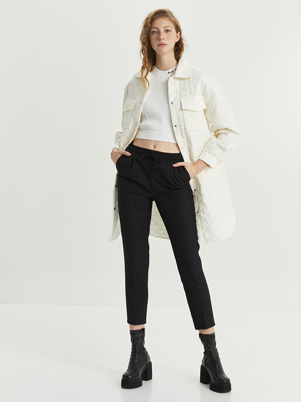 Palton Femei cu Guler de Cămașă, Model Matlasat, Mânecă Lungă-2