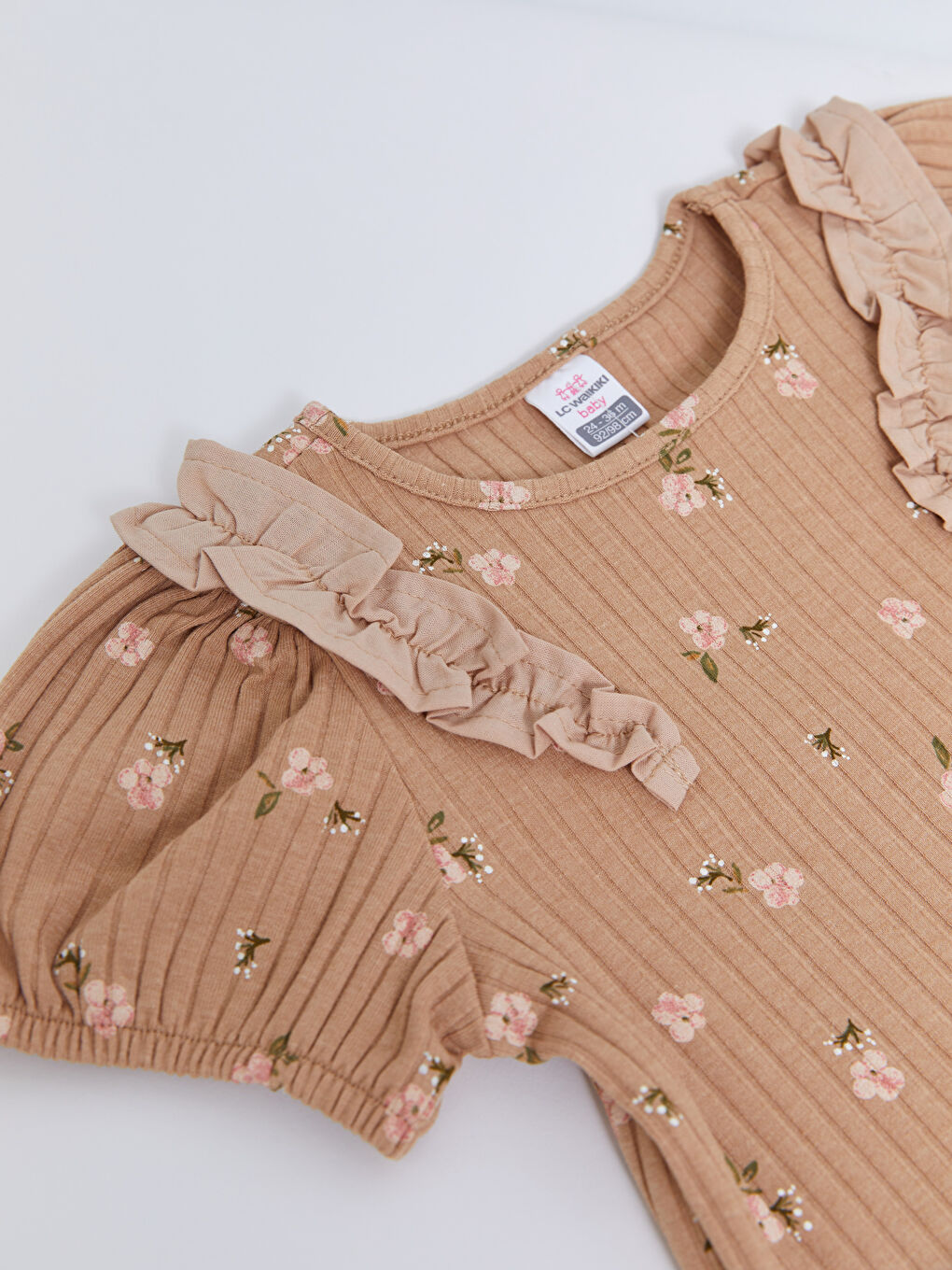 Crew Neck Short Sleeve Printed Baby Girls' T-Shirt-1