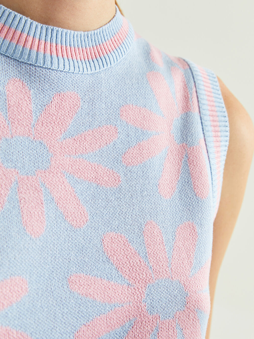 Mavi Bisiklet Yaka Desenli Kadın Triko Süveter-4