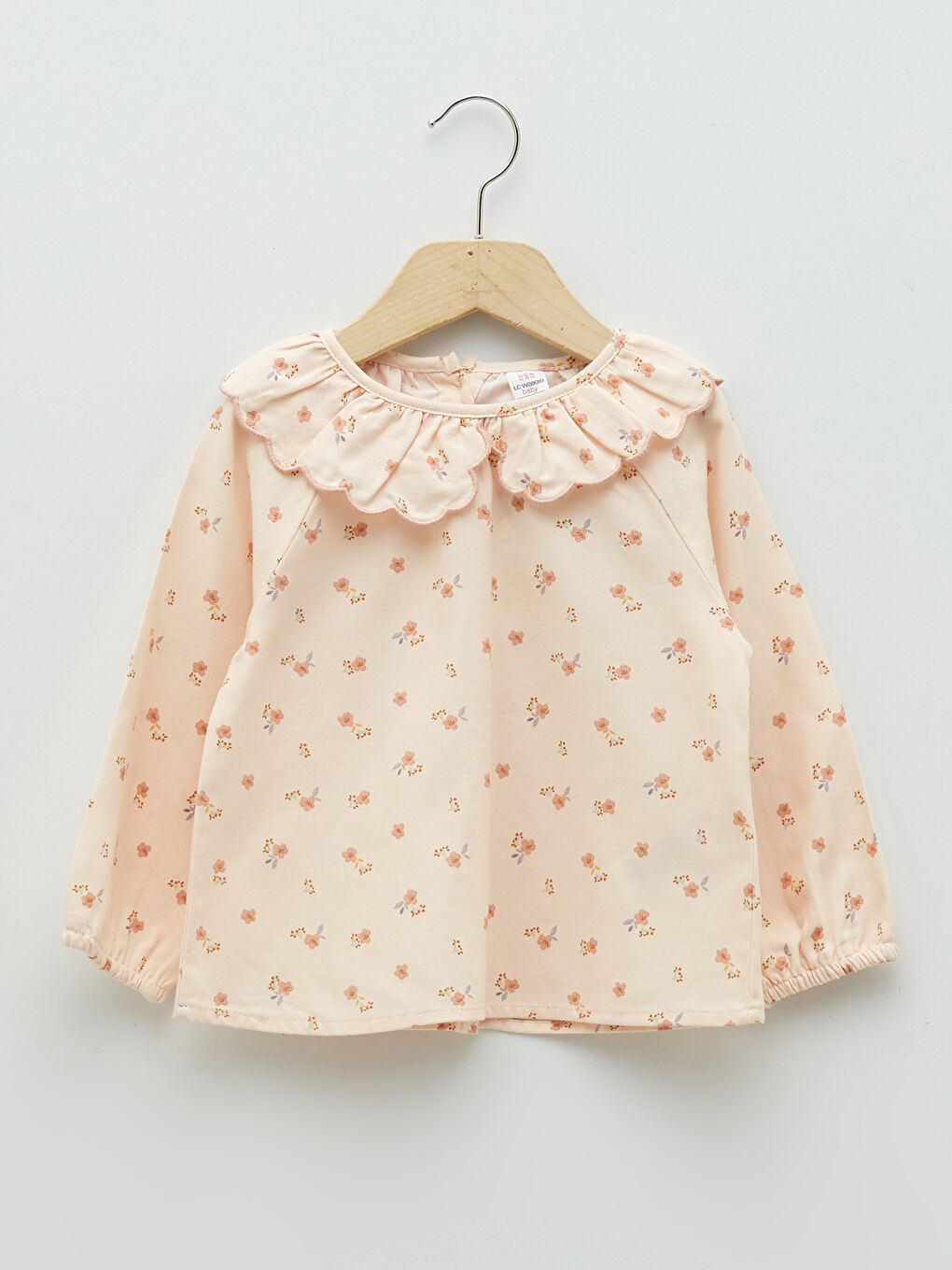 Bebe Collar Long Sleeve Patterned Baby Girl Blouse