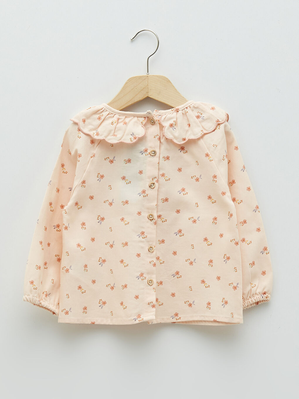 Bebe Collar Long Sleeve Patterned Baby Girl Blouse-1