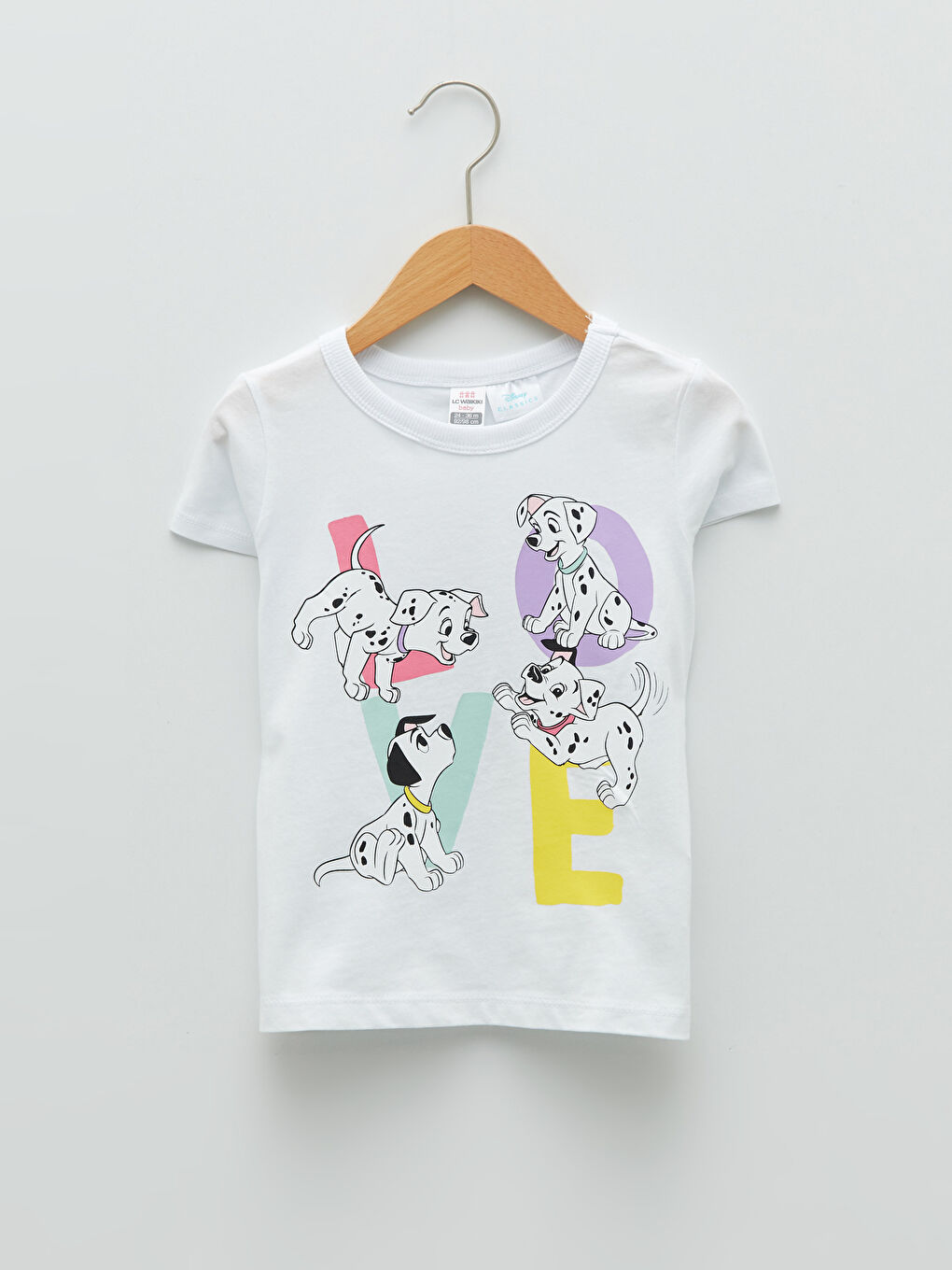 LCW baby Crew Neck Short Sleeve 101 Dalmatian Printed Baby Girl T-Shirt -S2DT84Z1-R9K