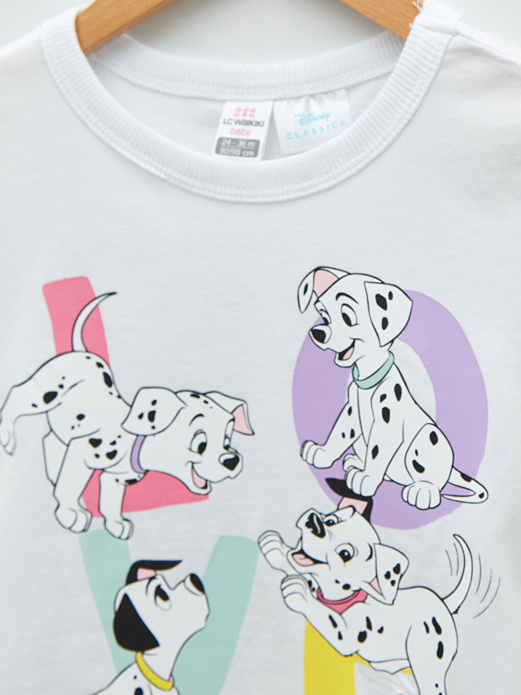 LCW baby Crew Neck Short Sleeve 101 Dalmatian Printed Baby Girl T-Shirt -S2DT84Z1-R9K