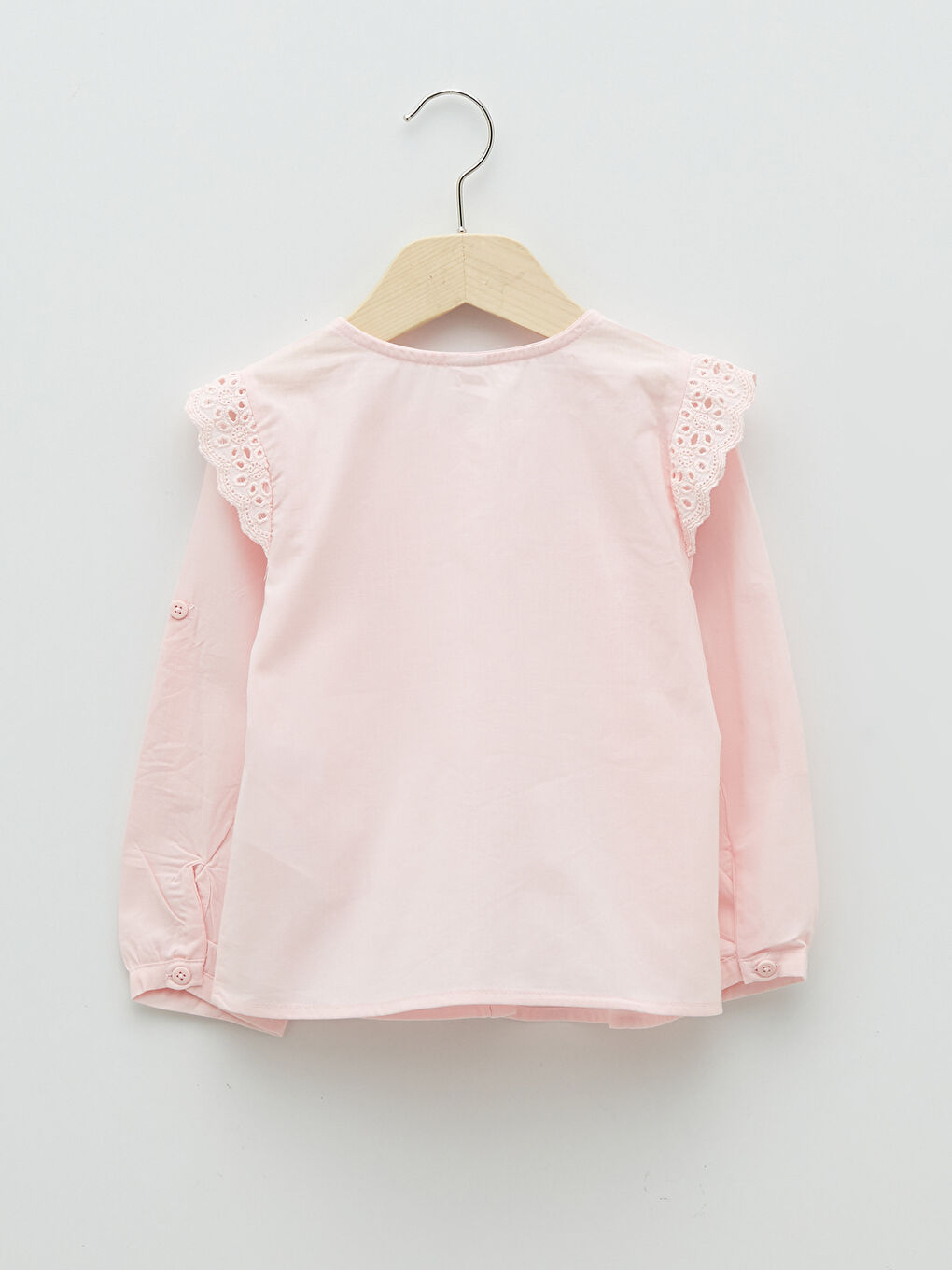 قميص بناتي رضيع كم طويل بياقة دائرية سادة-1