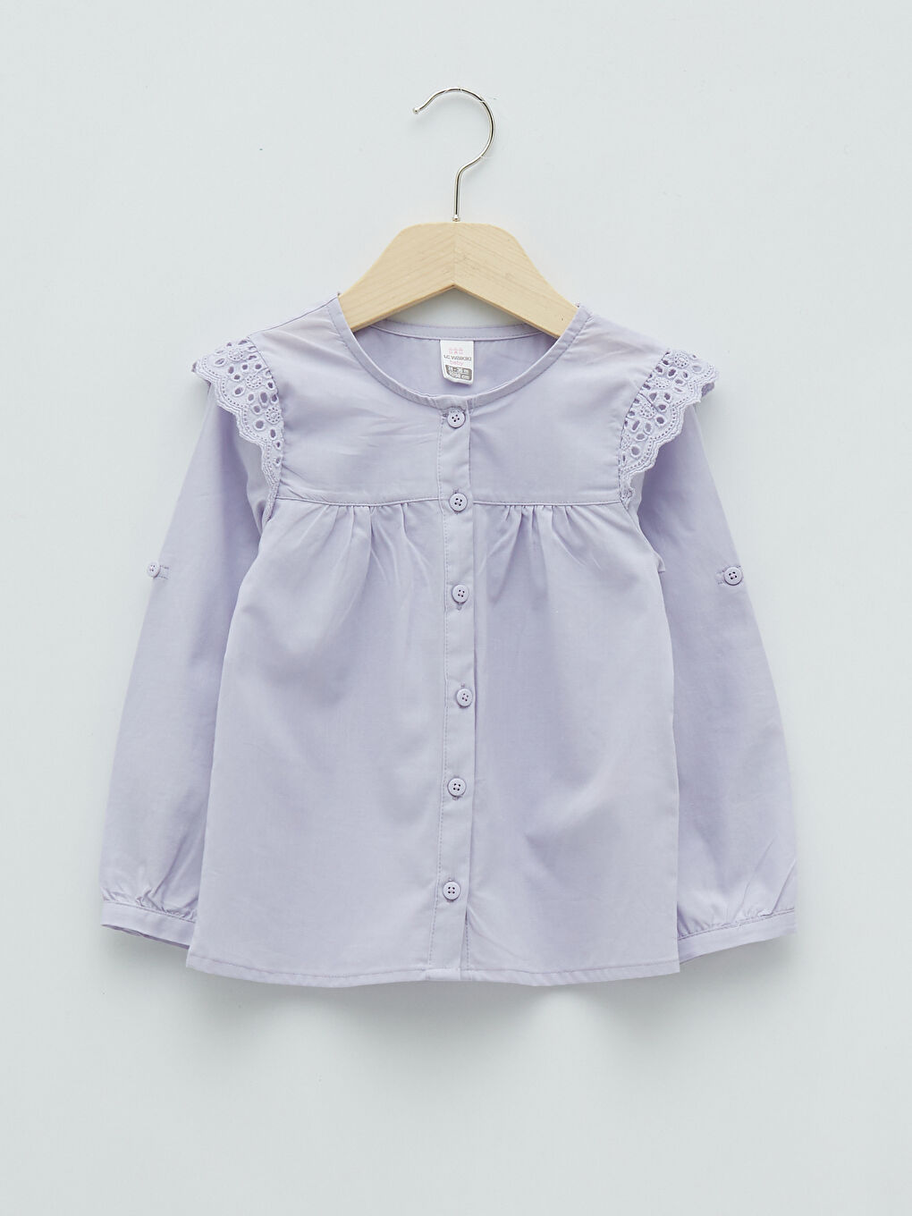 Crew Neck Long Sleeve Basic Baby Girl Shirt