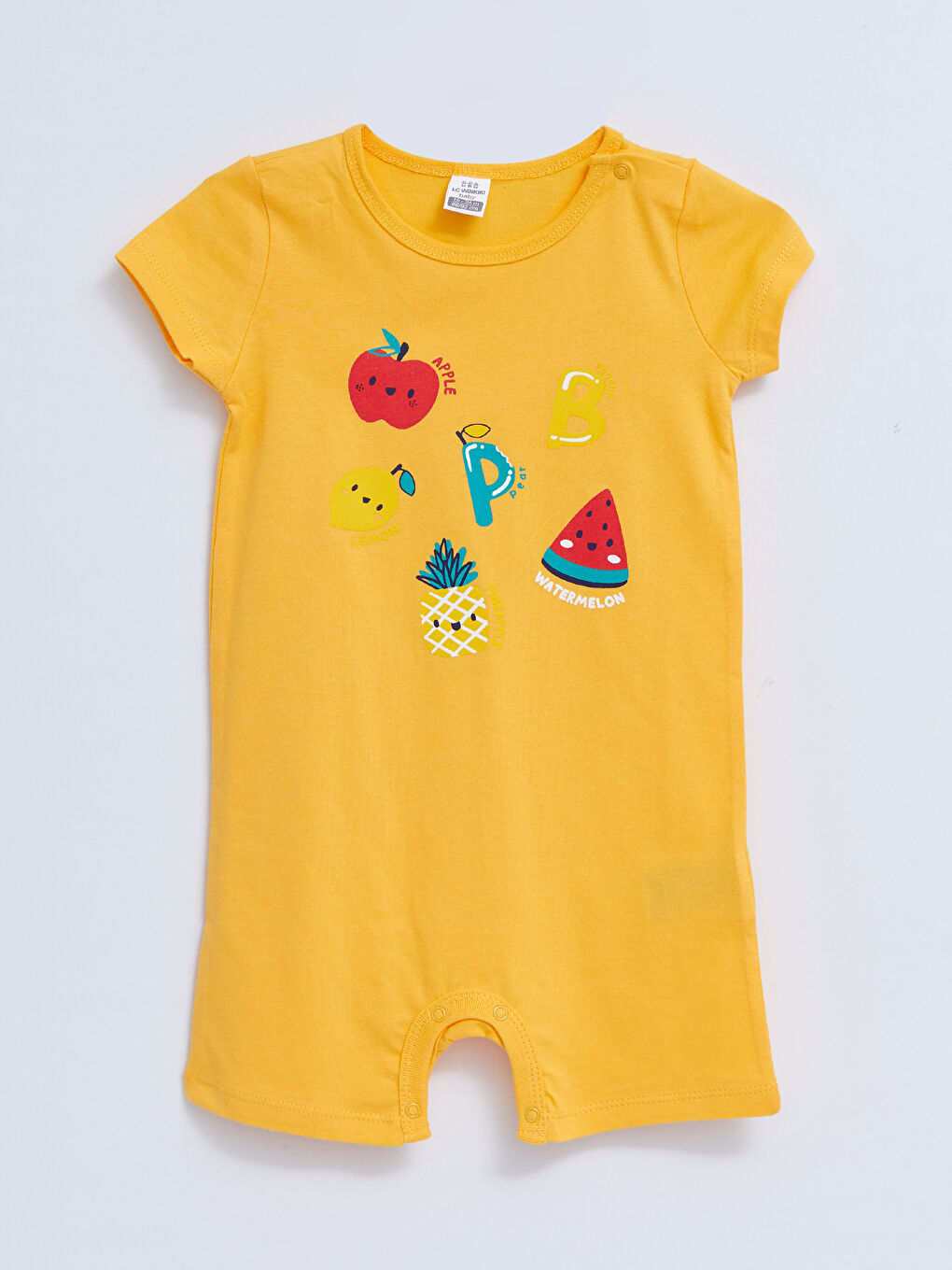 Crew Neck Short Sleeve Printed Cotton Baby Boys' Jumpsuit