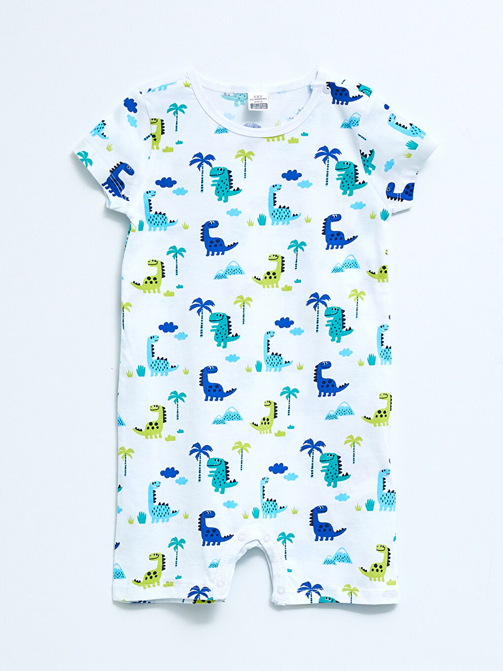 Crew Neck Short Sleeve Printed Cotton Baby Boys' Jumpsuit