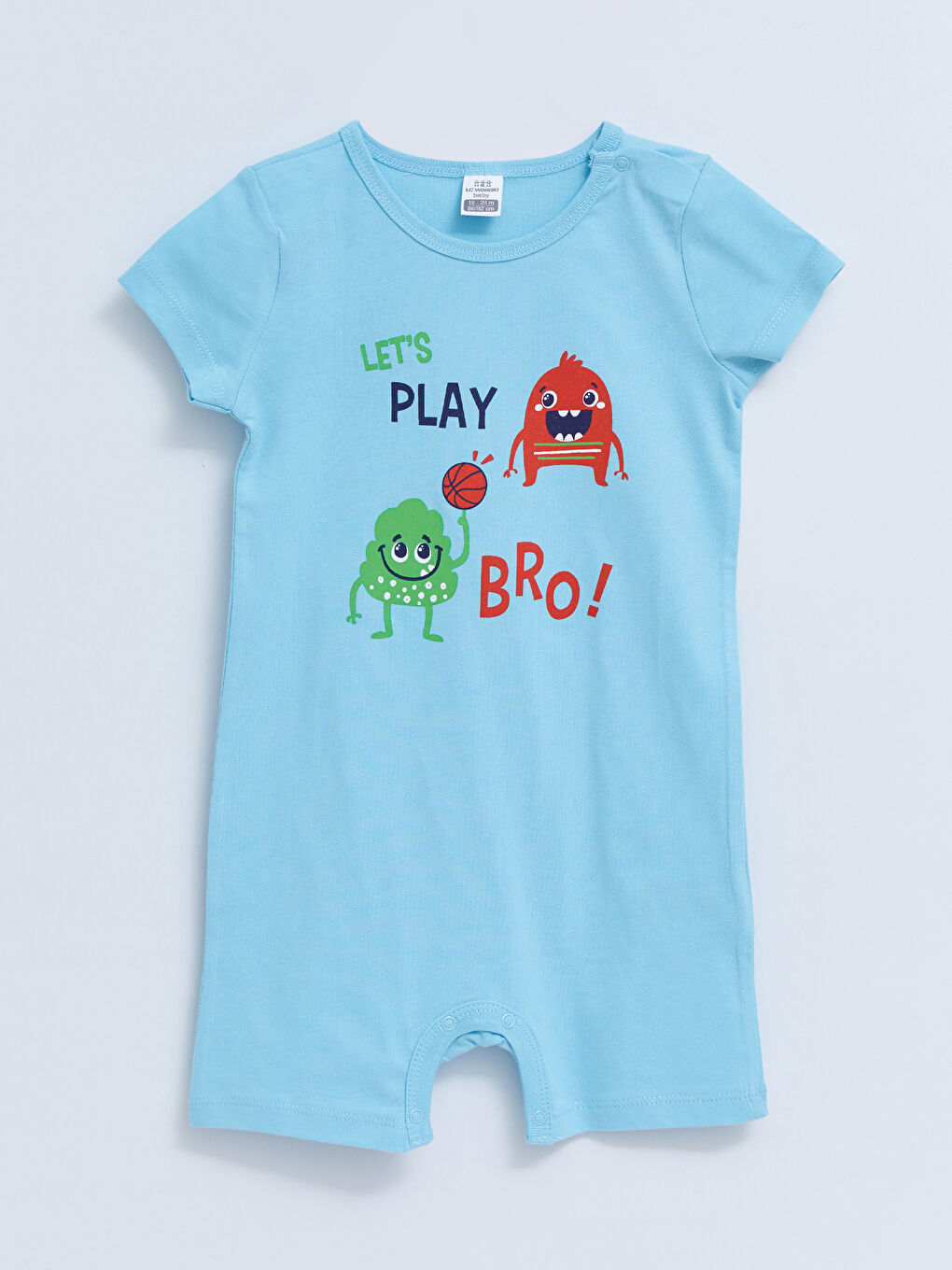 Crew Neck Short Sleeve Printed Cotton Baby Boys' Jumpsuit