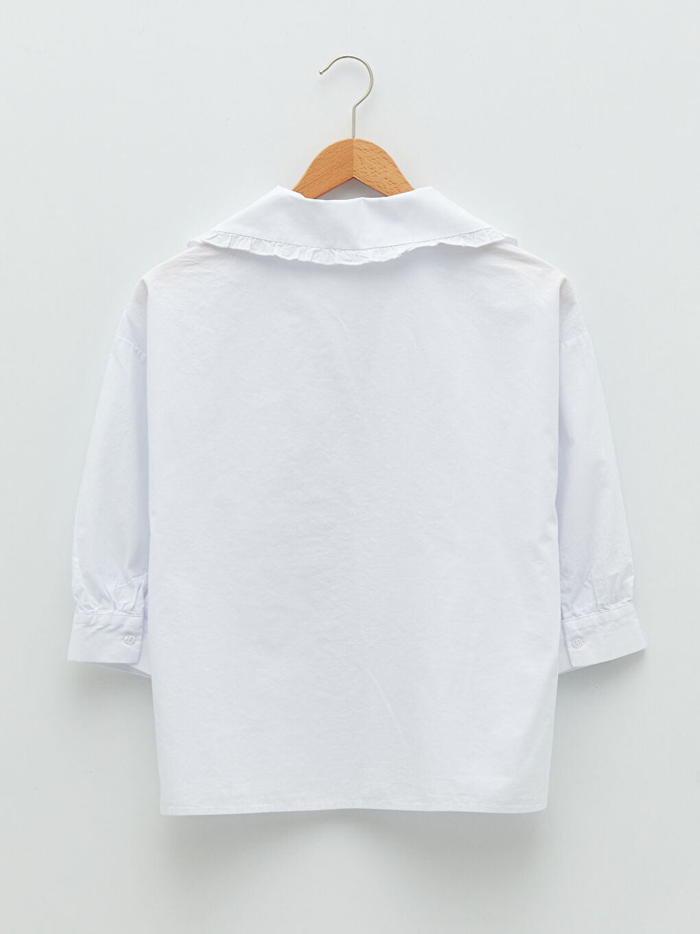 Front Button Closure Plain Oversize Poplin Women's Shirt-11