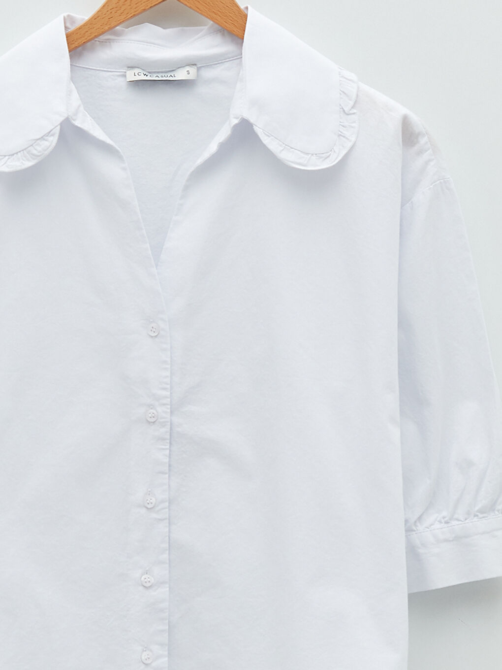 Front Button Closure Plain Oversize Poplin Women's Shirt-12