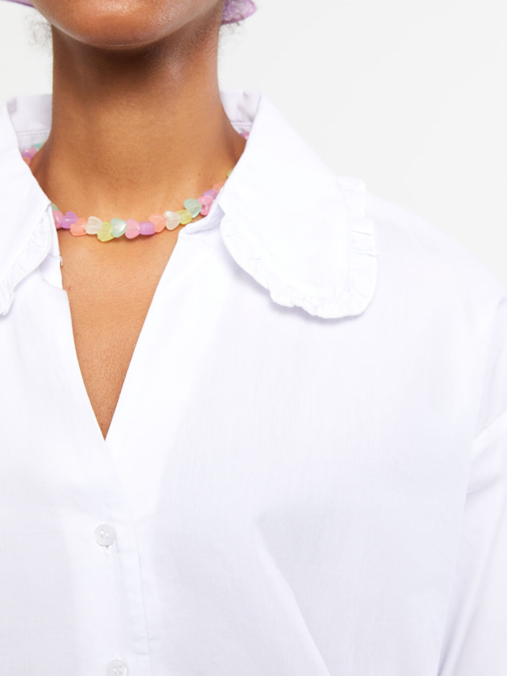 Front Button Closure Plain Oversize Poplin Women's Shirt-6