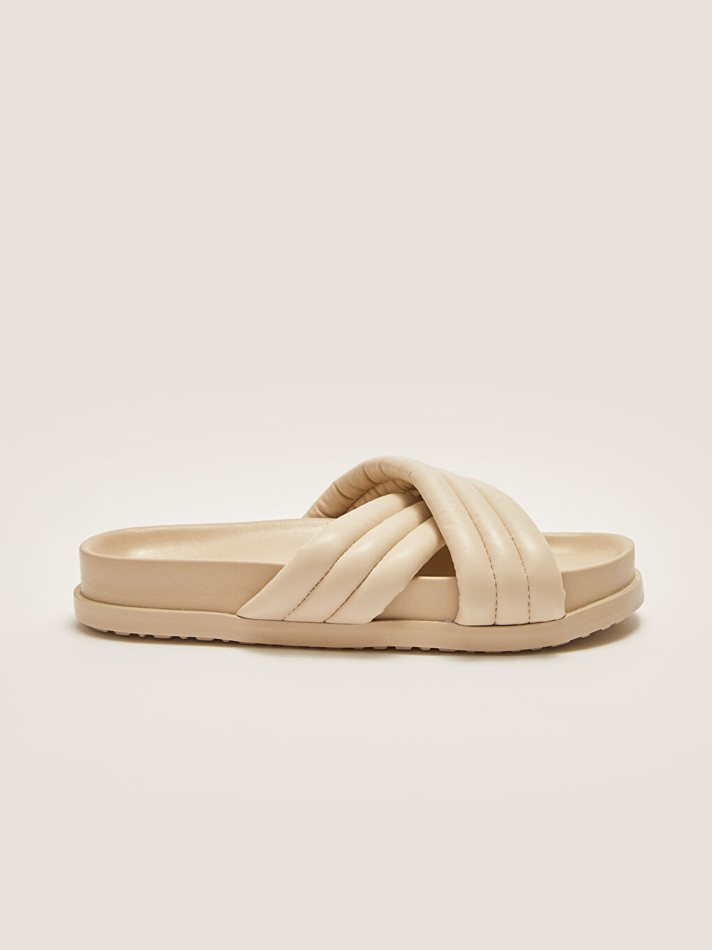 Bej Çapraz Bantlı Kadın Terlik-1