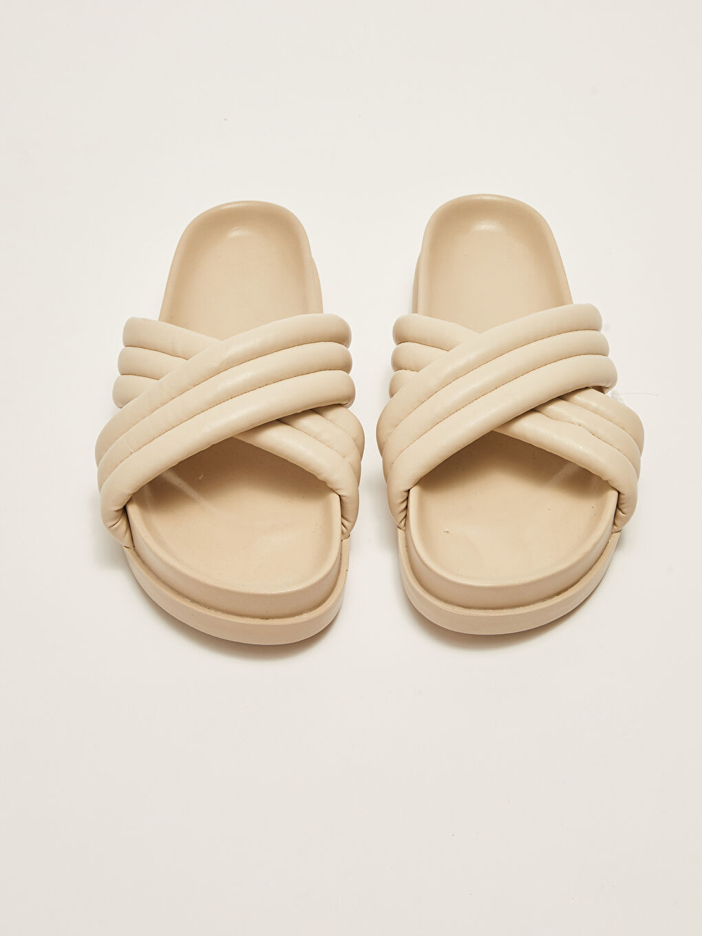 Bej Çapraz Bantlı Kadın Terlik-5