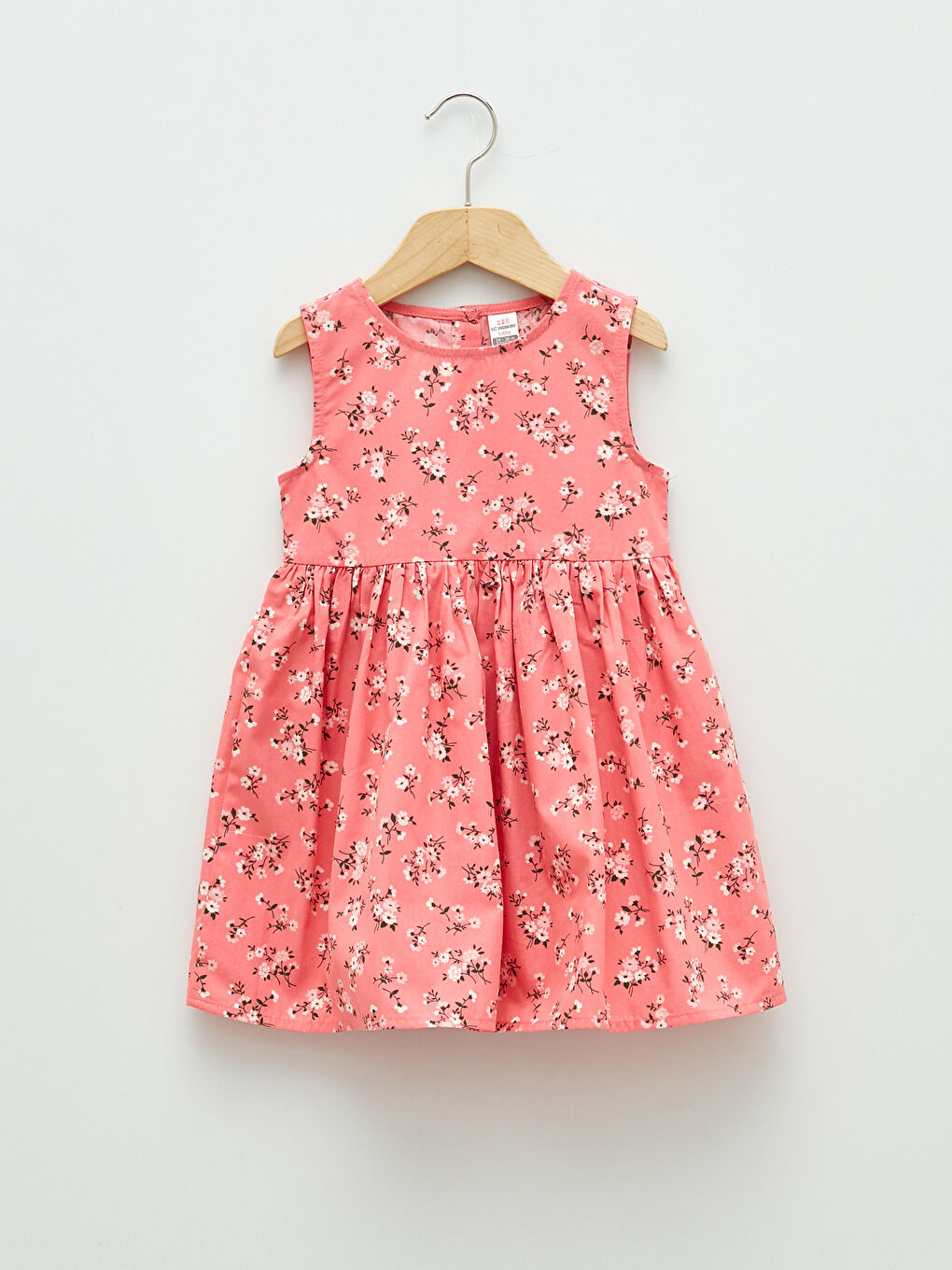 فستان بناتي رضع قطن مطبوع بياقة دائرية