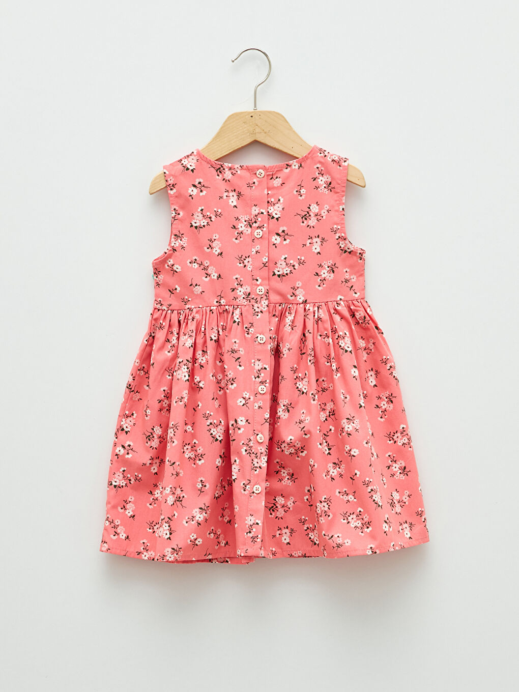 فستان بناتي رضع قطن مطبوع بياقة دائرية-1