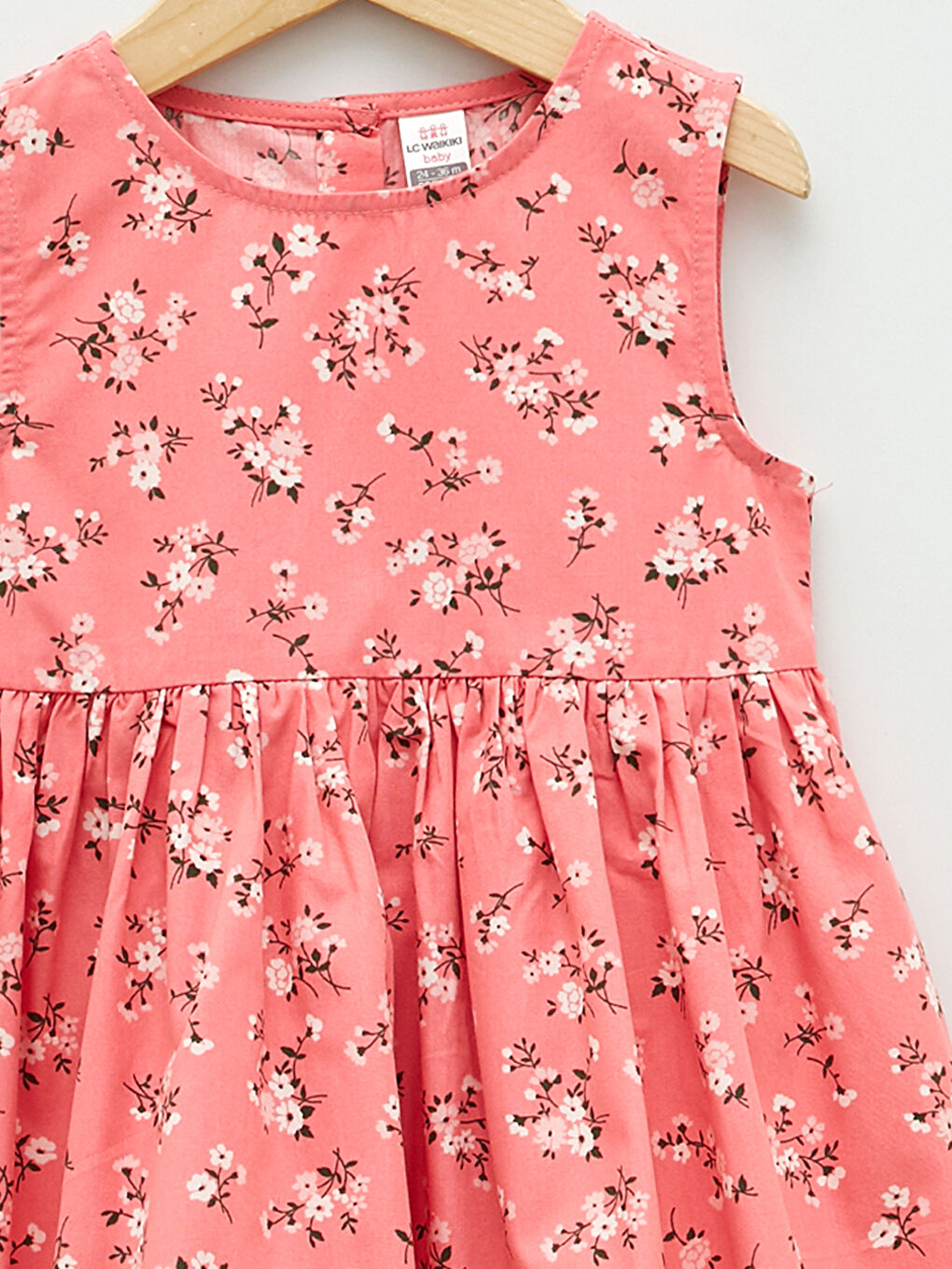 فستان بناتي رضع قطن مطبوع بياقة دائرية-2