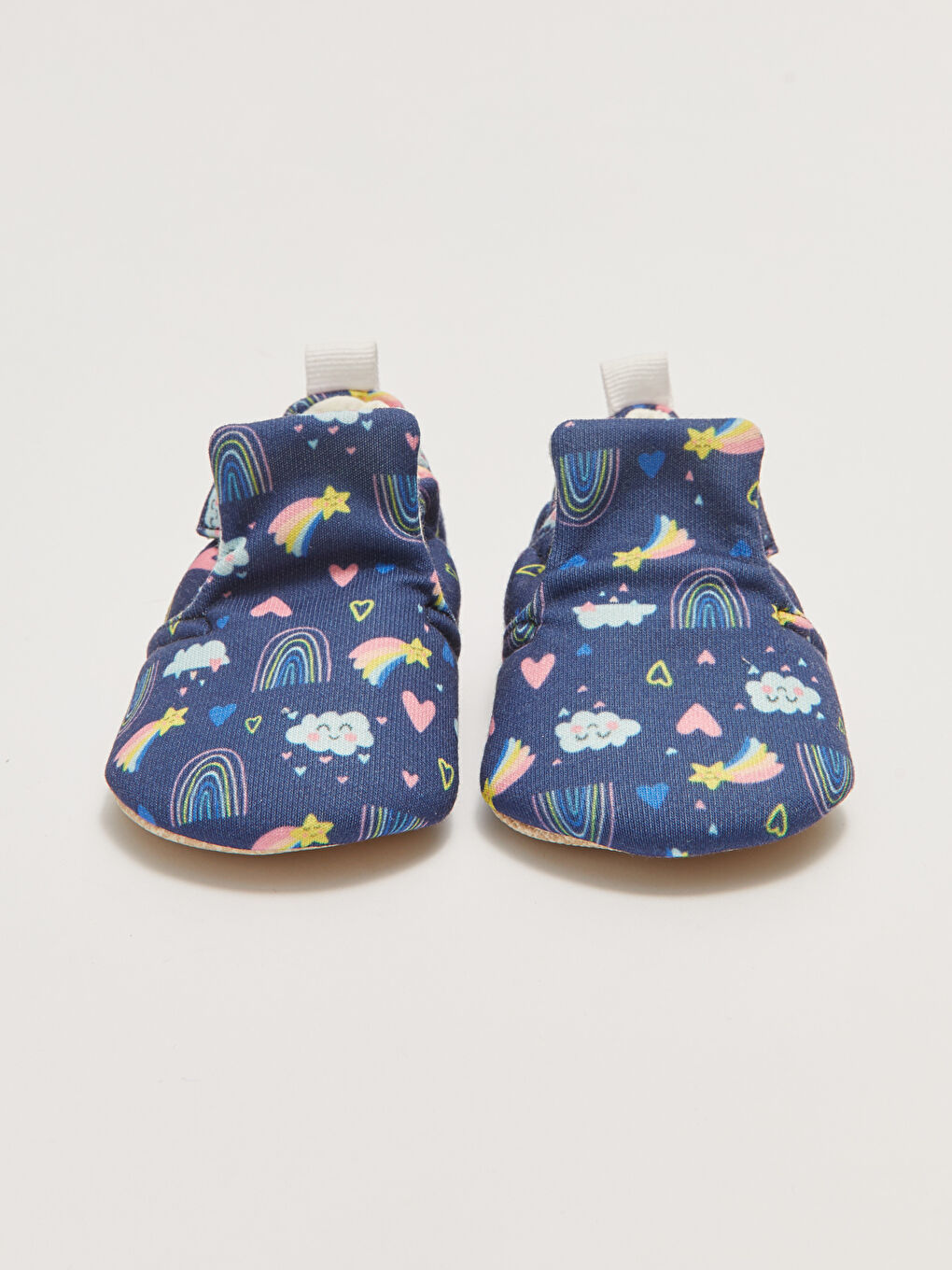 Lacivert Pamuk Astarlı Baskılı Cırt Cırtlı Kız Bebek Yürüme Öncesi Ayakkabı-2