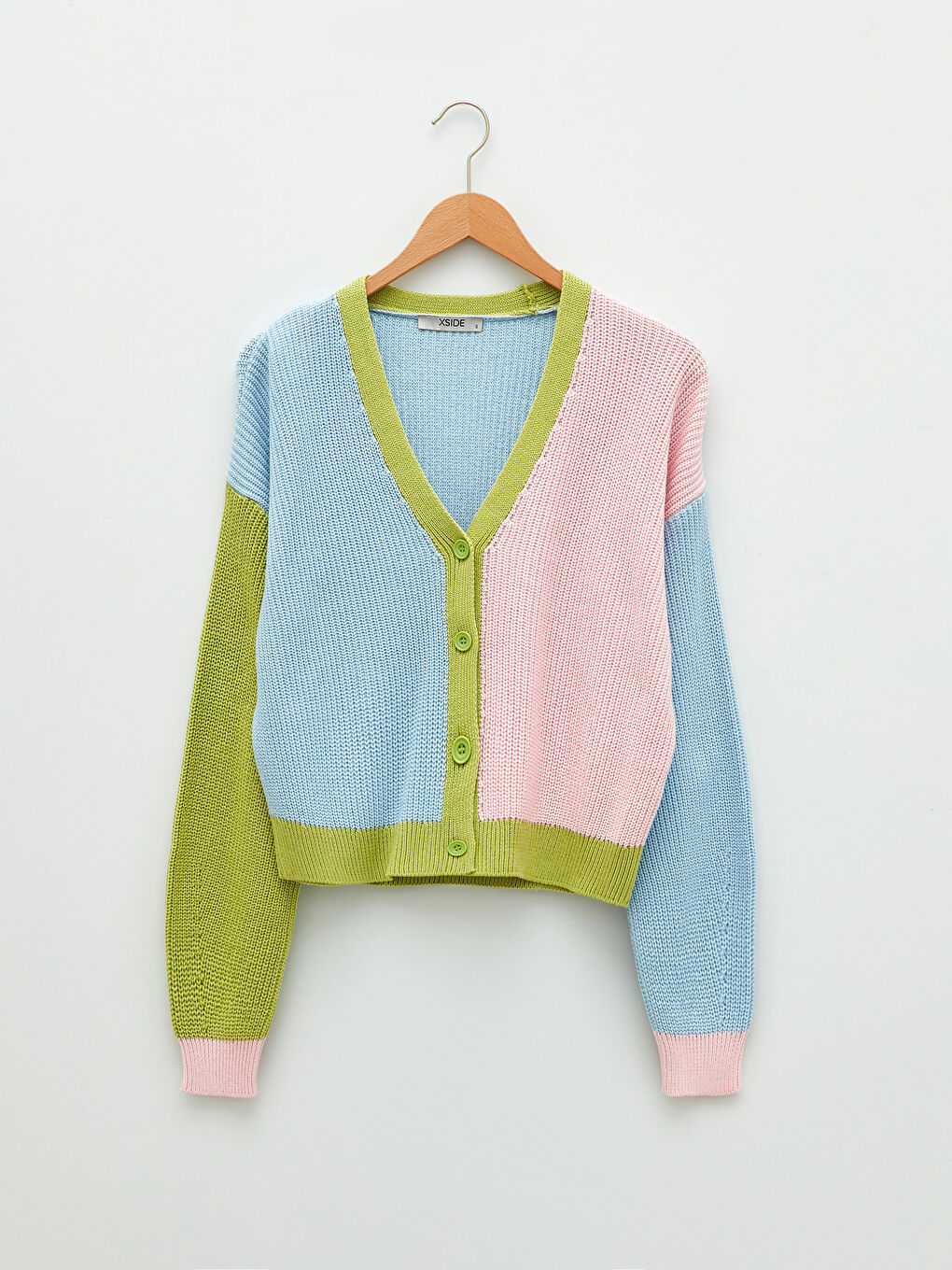 V Neck Color Block Long Sleeve Women's Knitwear Cardigan-5