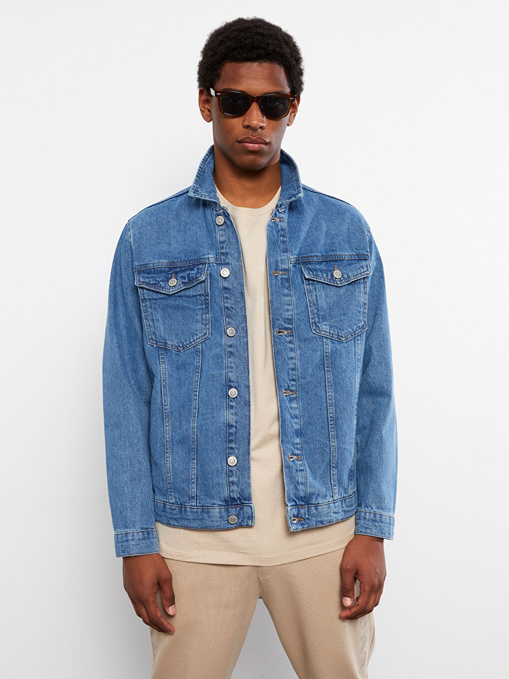 İndigo Standart Kalıp Erkek Jean Ceket-1