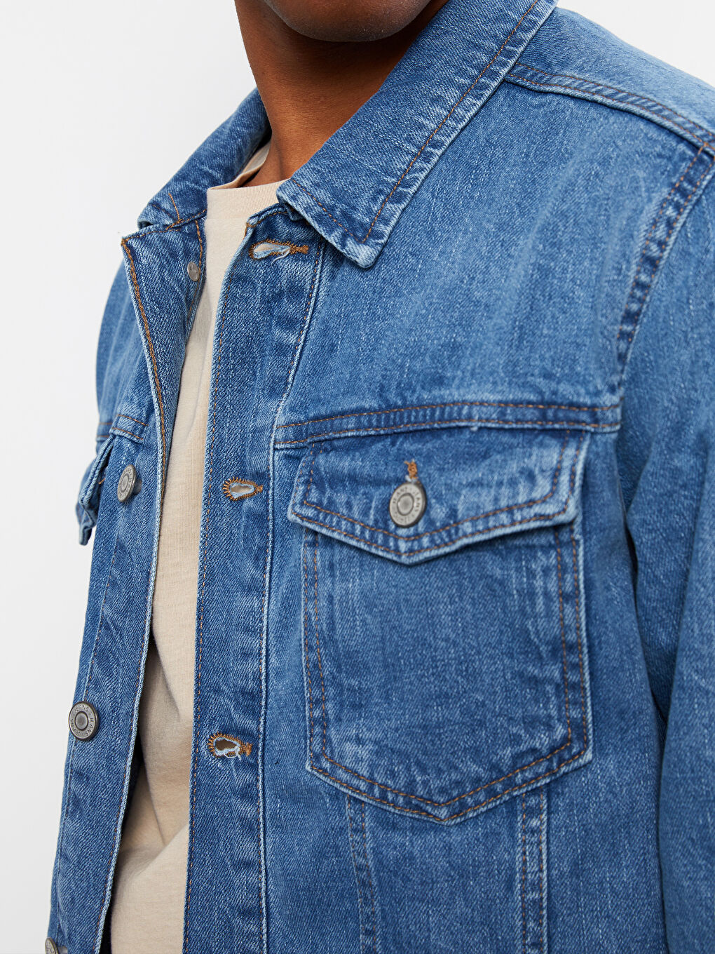 İndigo Standart Kalıp Erkek Jean Ceket-2