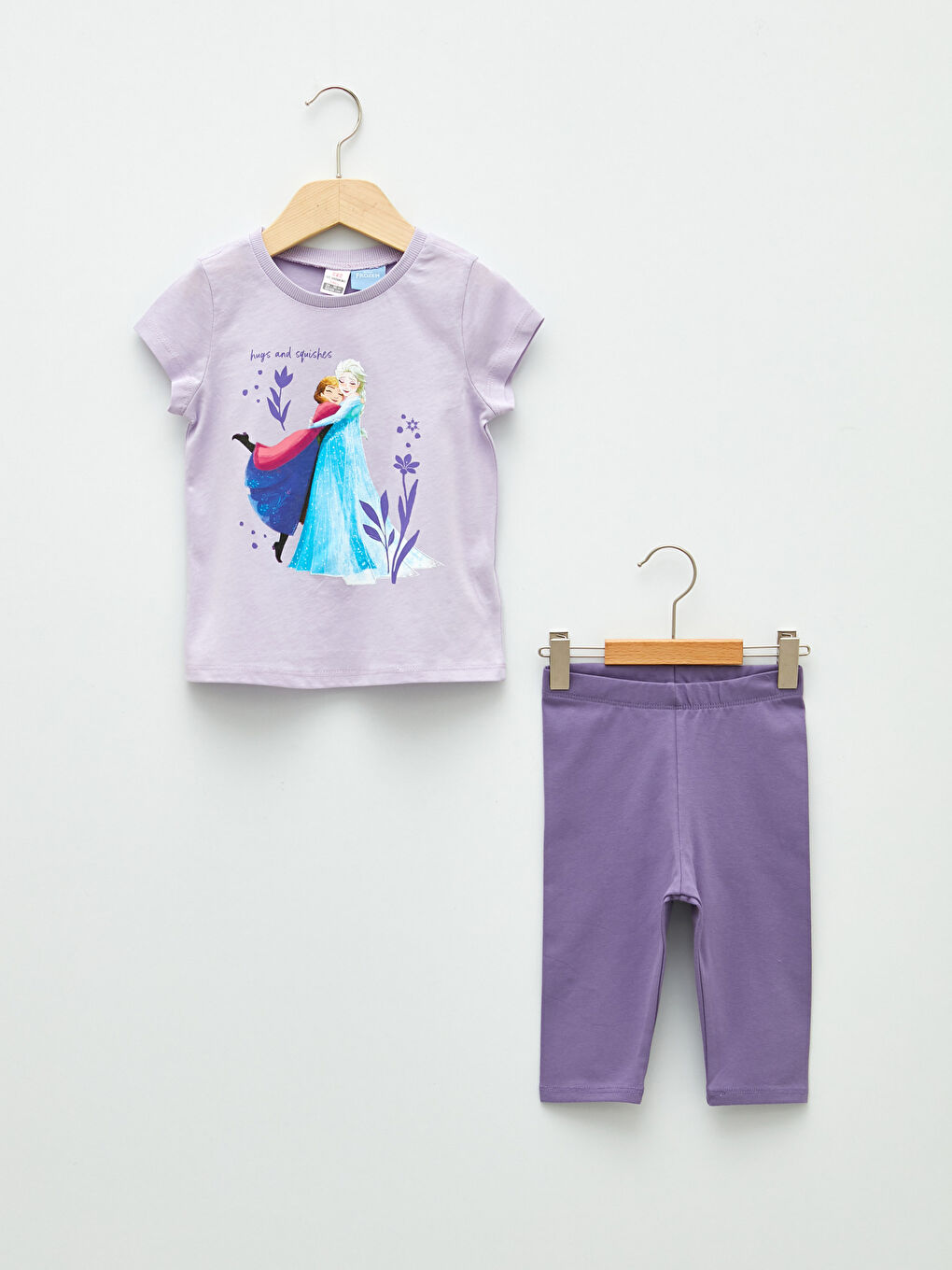 T-shirt et Leggings en Coton Imprimé Frozen à Manches Courtes et Col Rond pour Bébé Fille - Lot de 2