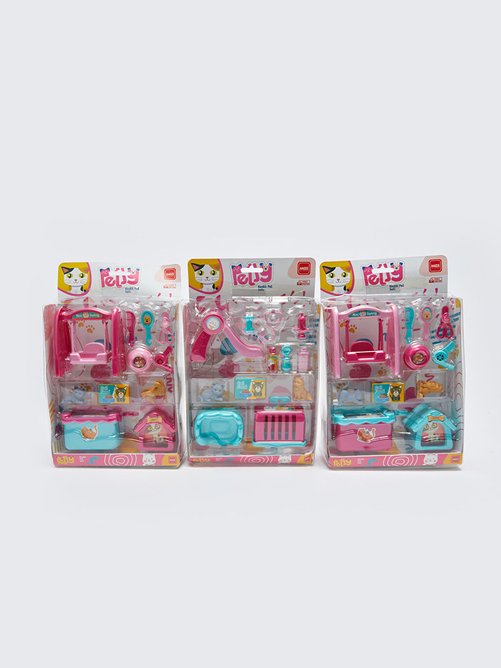 Kız Çocuk Kedili Pet Oyuncak Seti