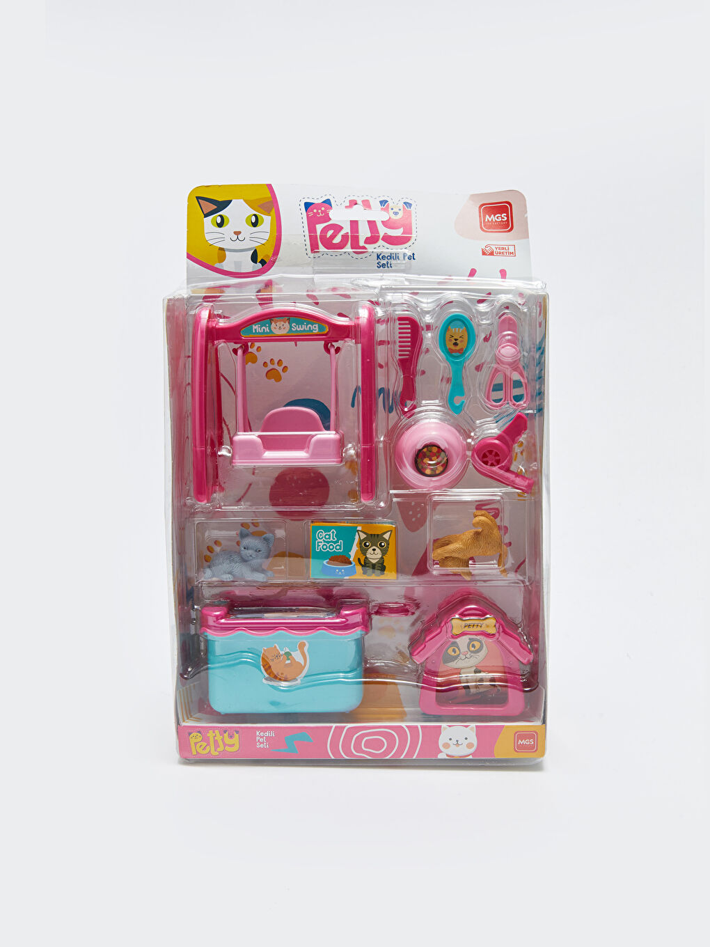 Kız Çocuk Kedili Pet Oyuncak Seti-3