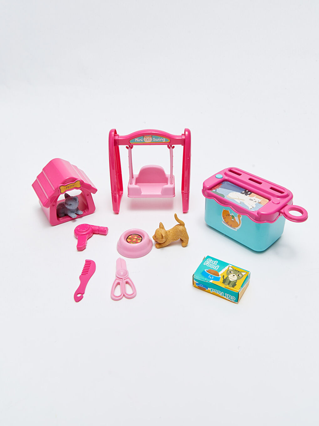 Kız Çocuk Kedili Pet Oyuncak Seti-4